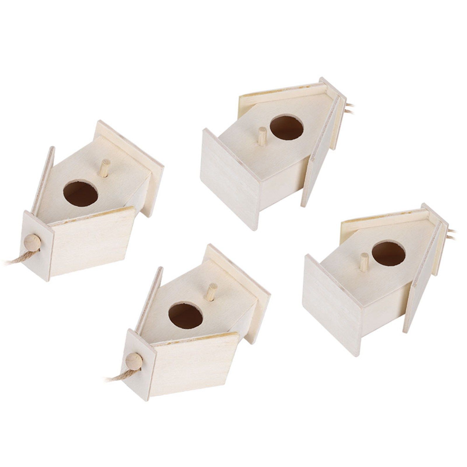 4Pcs Hanging Type Innovative Wood Bird House Nests Cage for Garden Courtyard view 8