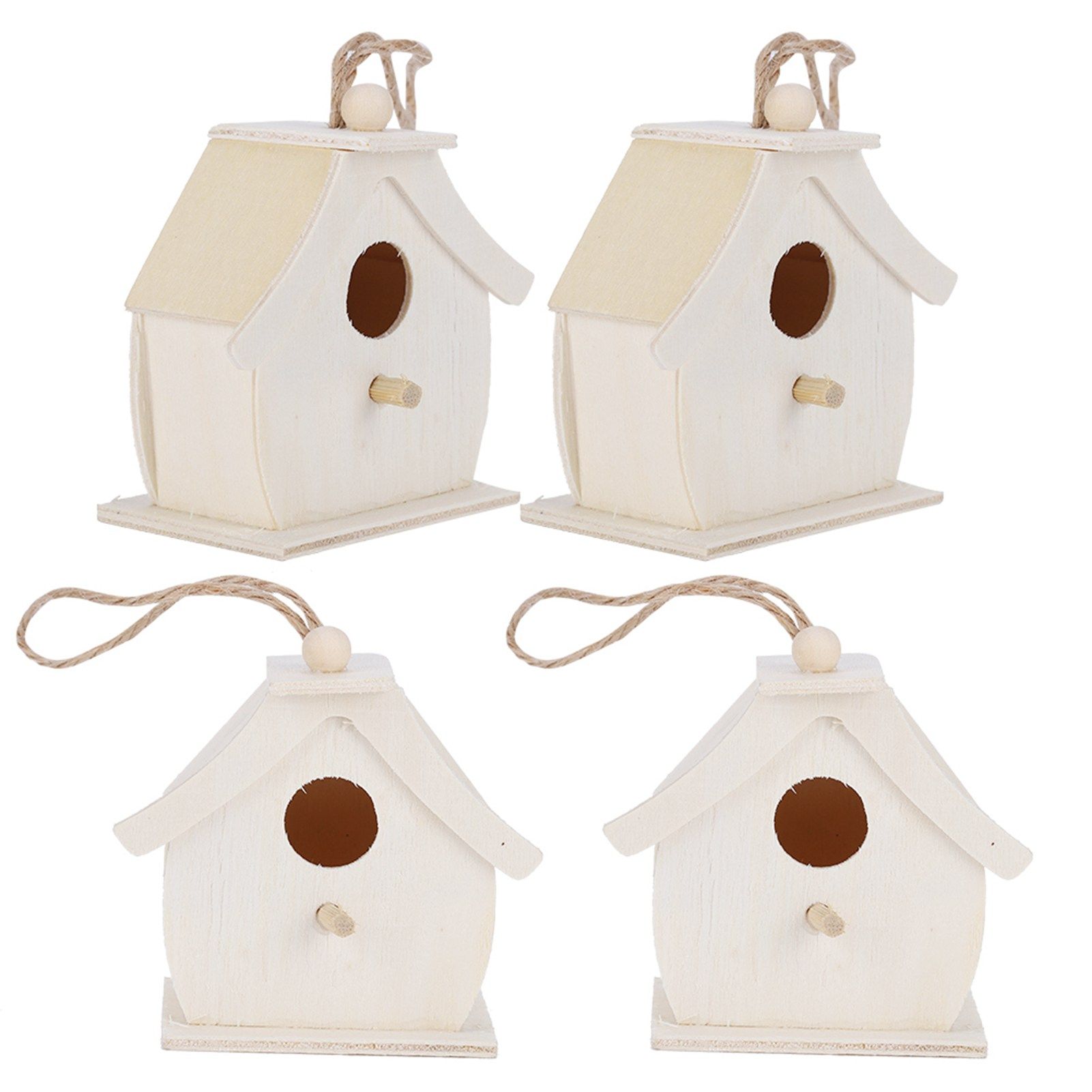 4Pcs Mini Wooden Bird House Hanging Birds Nests Ornaments for Outdoor Garden view 5