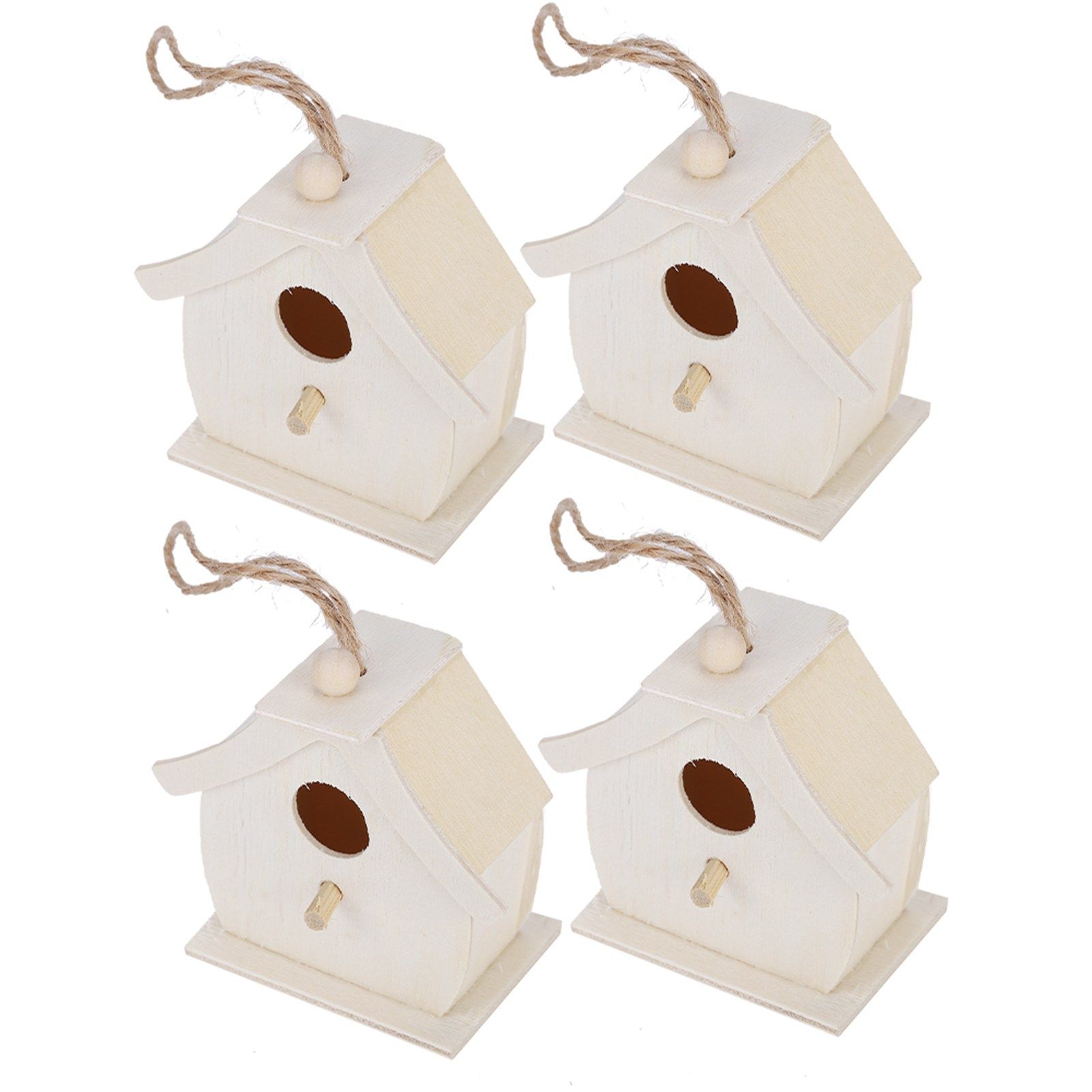 4Pcs Mini Wooden Bird House Hanging Birds Nests Ornaments for Outdoor Garden view 6