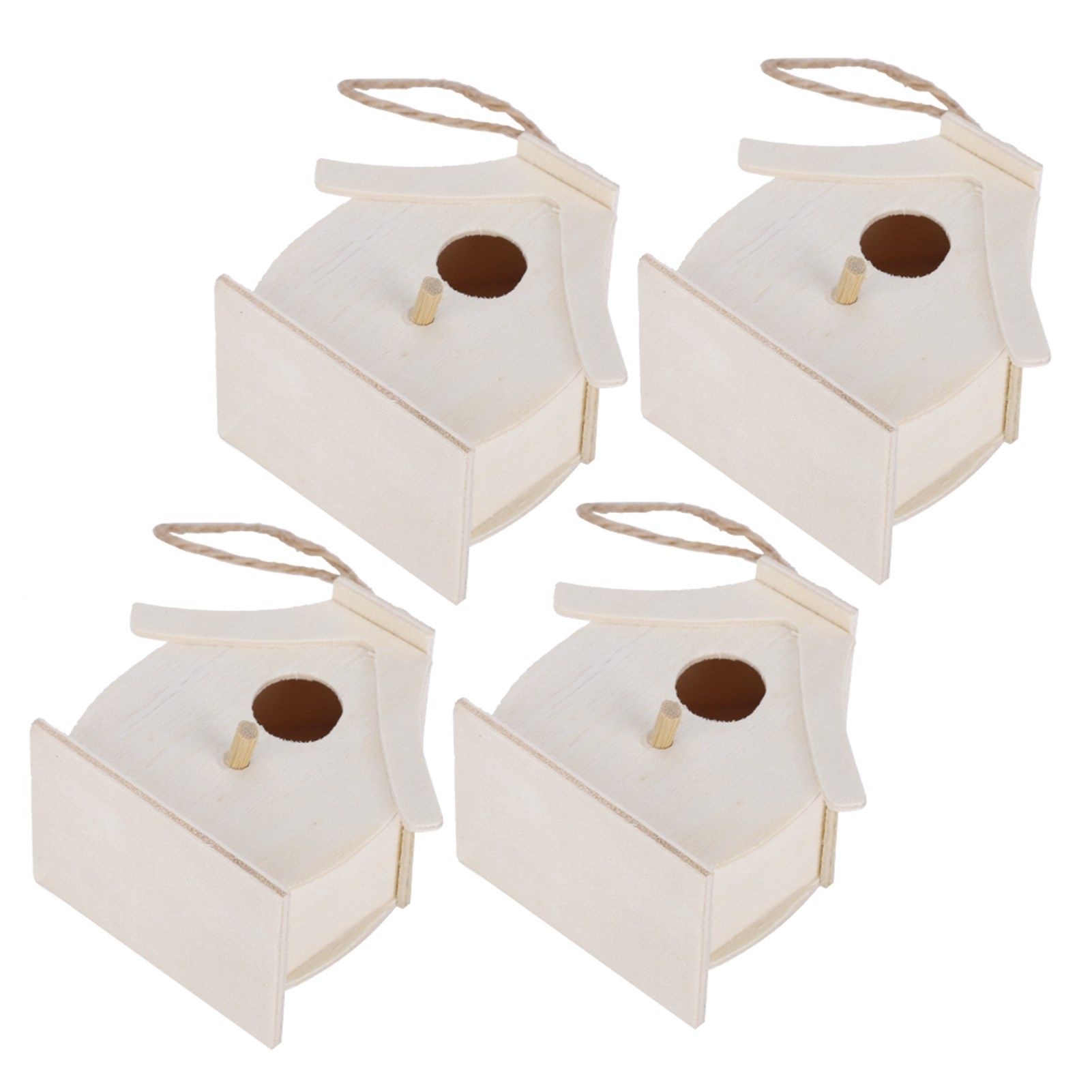 4Pcs Mini Wooden Bird House Hanging Birds Nests Ornaments for Outdoor Garden view 8