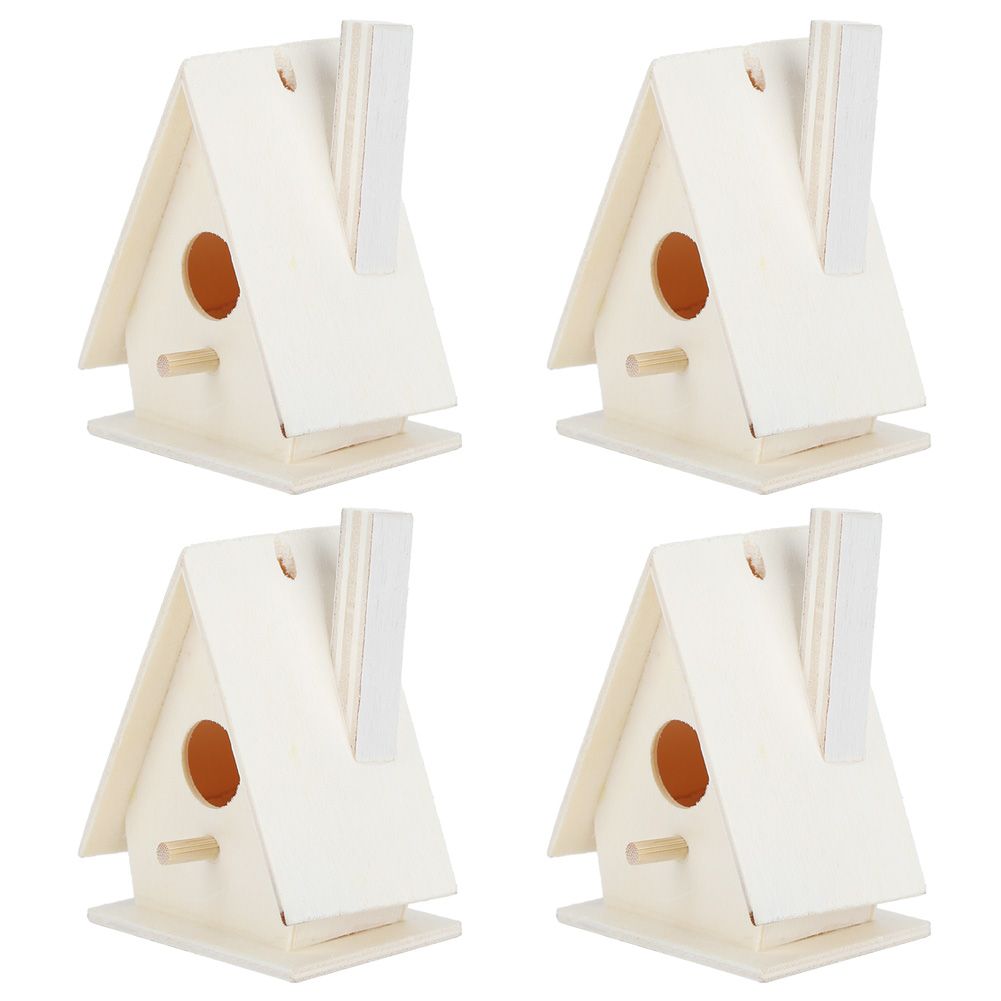 4Pcs Outdoor Hanging Wooden Bird House Nests Nesting Cage Garden Decoration — image 1