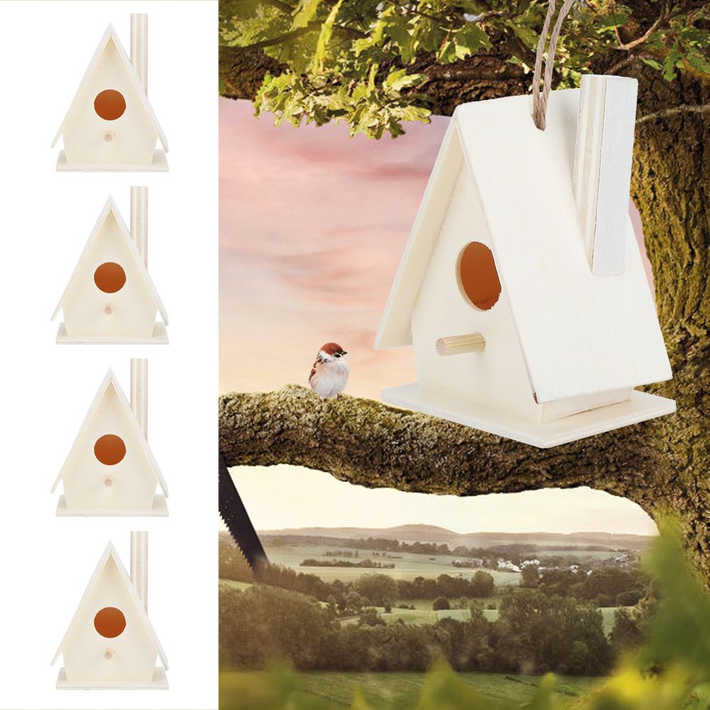 4Pcs Outdoor Hanging Wooden Bird House Nests Nesting Cage Garden Decoration view 9