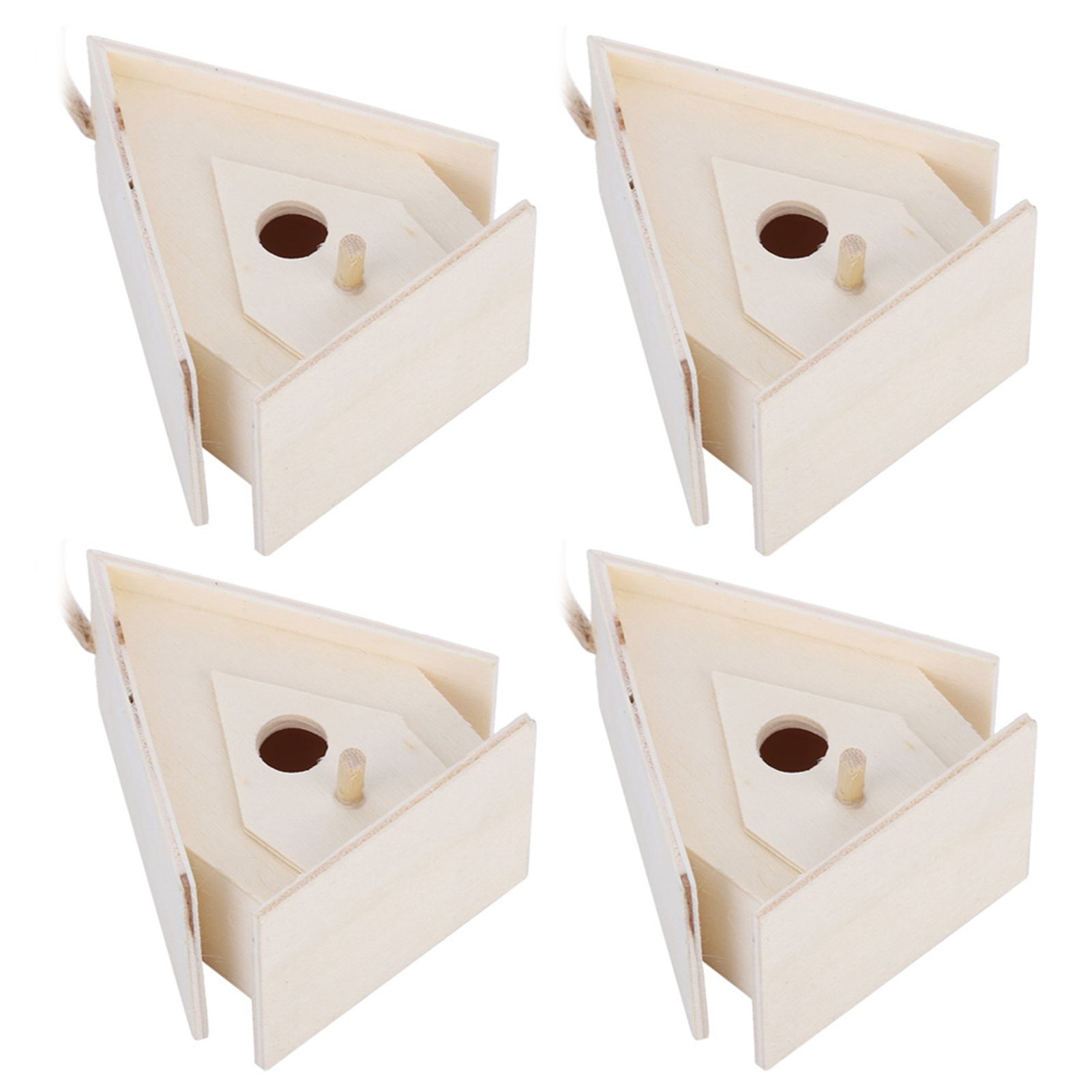 4Pcs Mini Hanging Wooden Bird House Nests Cage Ornament Crafts for Garden view 4