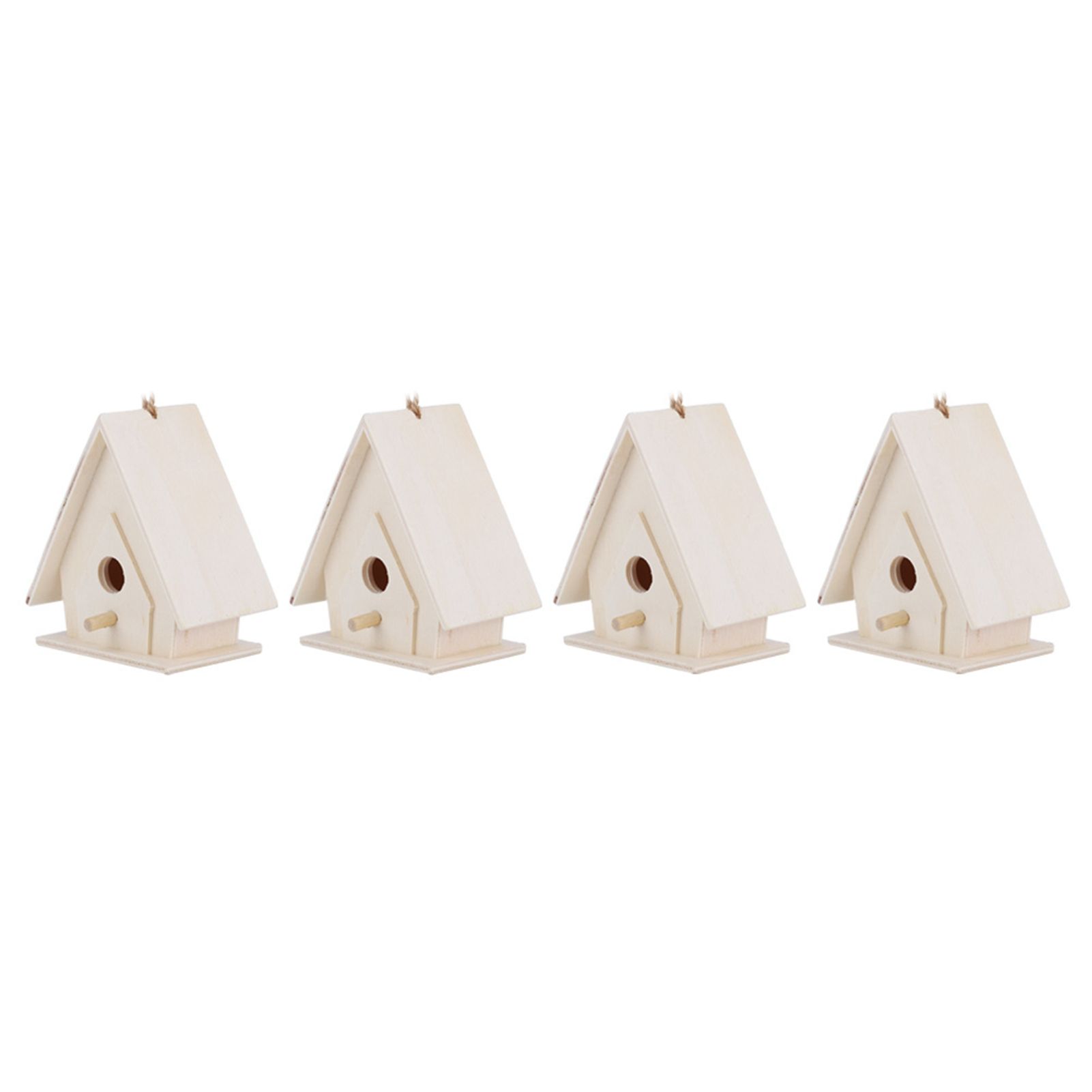 4Pcs Mini Hanging Wooden Bird House Nests Cage Ornament Crafts for Garden view 5