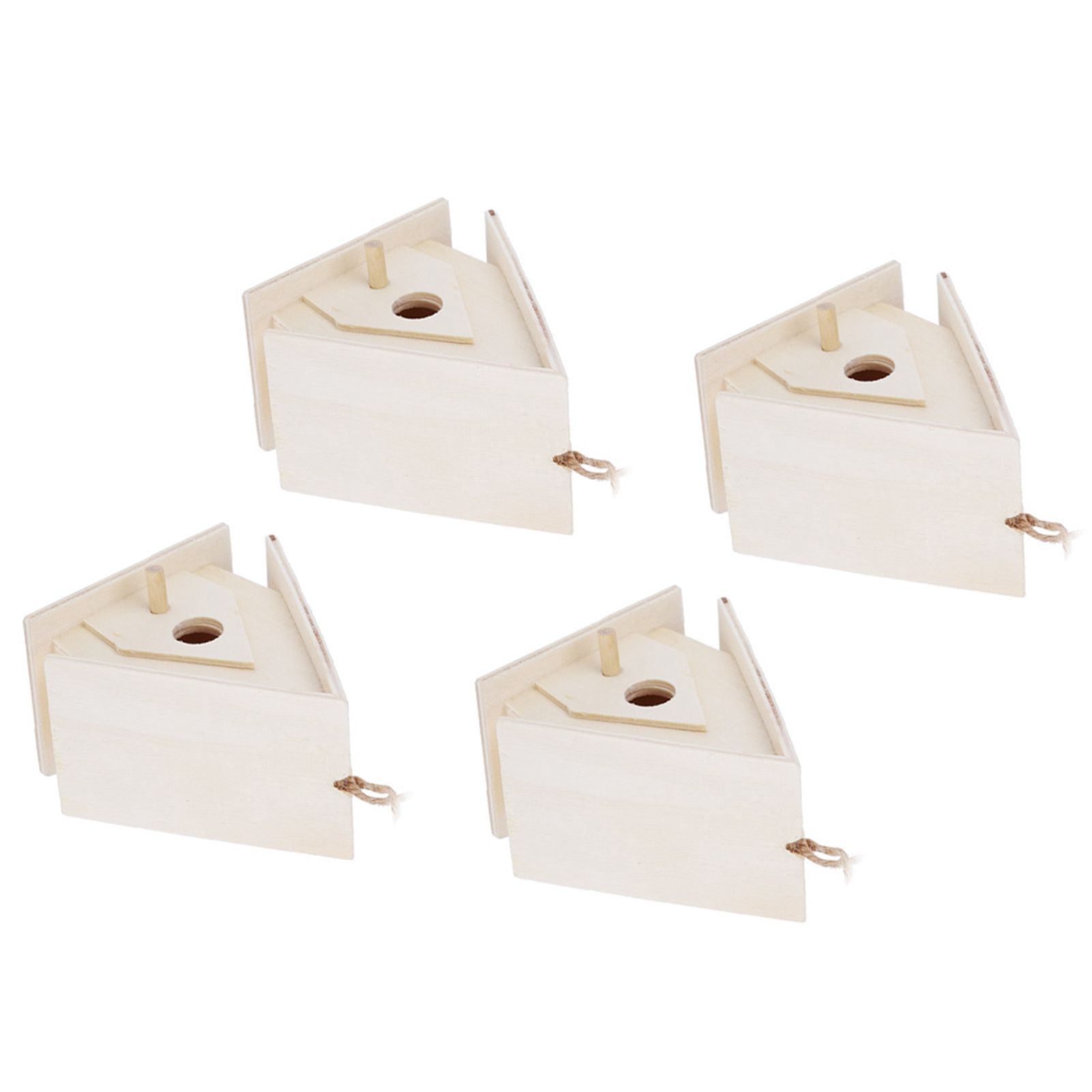 4Pcs Mini Hanging Wooden Bird House Nests Cage Ornament Crafts for Garden view 6
