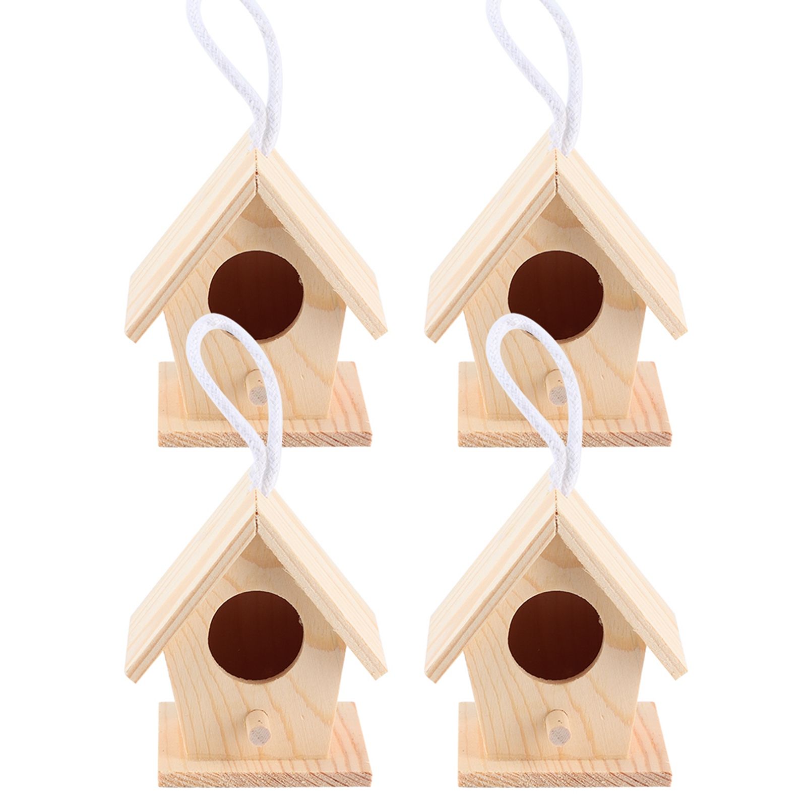 4Pcs Outdoor Wooden Bird House Hanging Bird Resting Nests Box Garden view 2