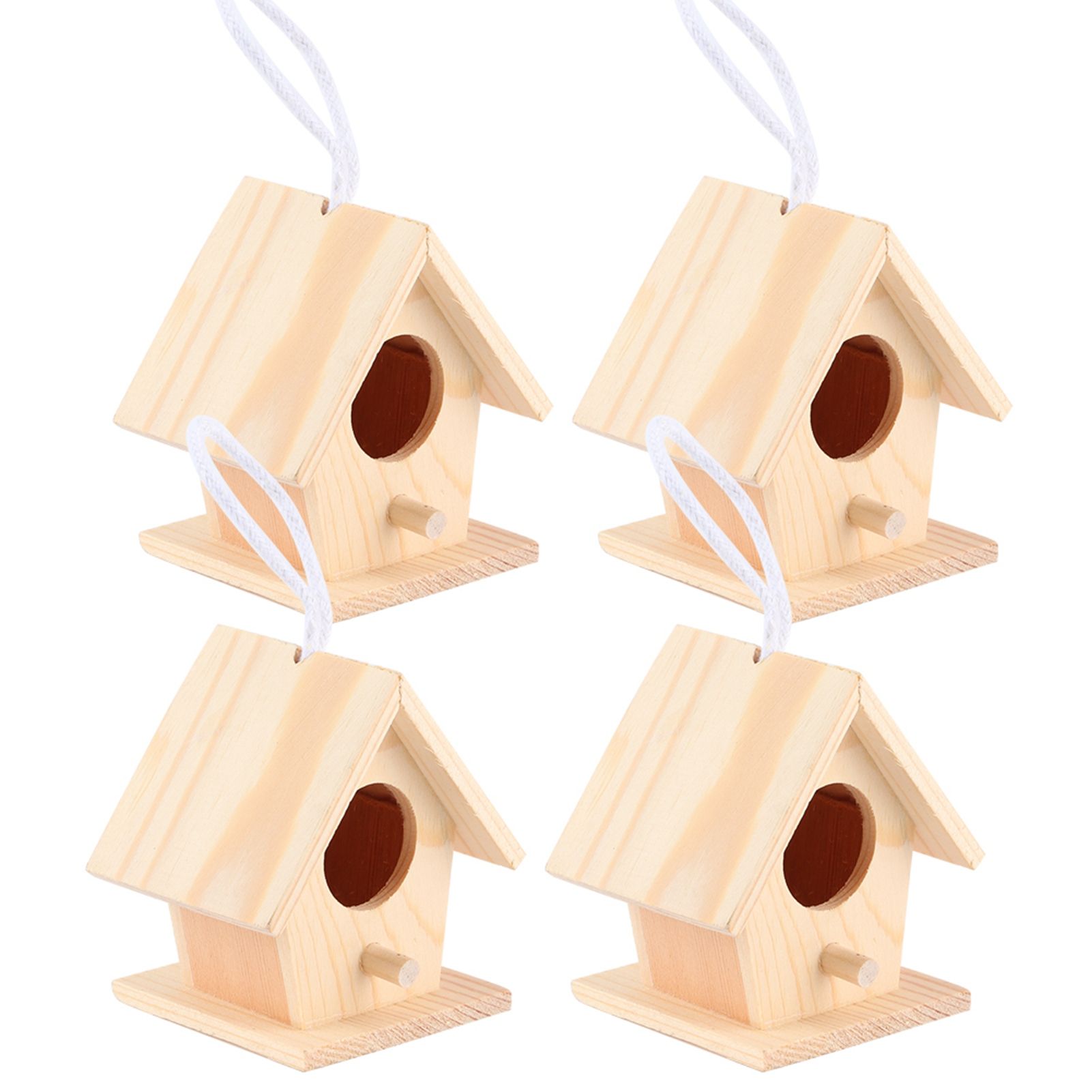 4Pcs Outdoor Wooden Bird House Hanging Bird Resting Nests Box Garden view 3