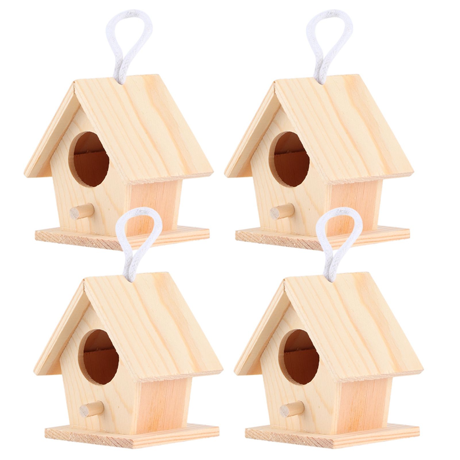 4Pcs Outdoor Wooden Bird House Hanging Bird Resting Nests Box Garden view 4