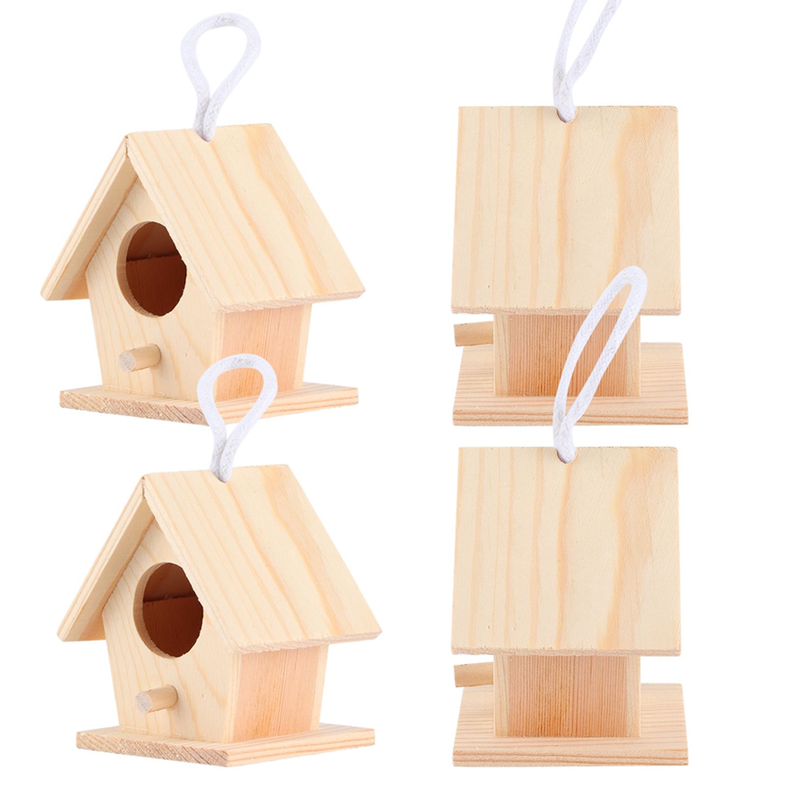 4Pcs Outdoor Wooden Bird House Hanging Bird Resting Nests Box Garden view 5