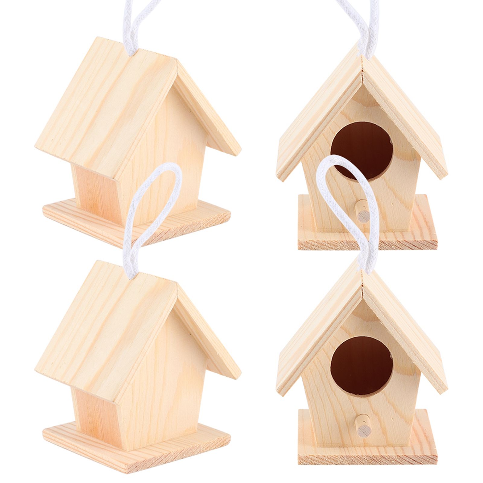 4Pcs Outdoor Wooden Bird House Hanging Bird Resting Nests Box Garden view 6