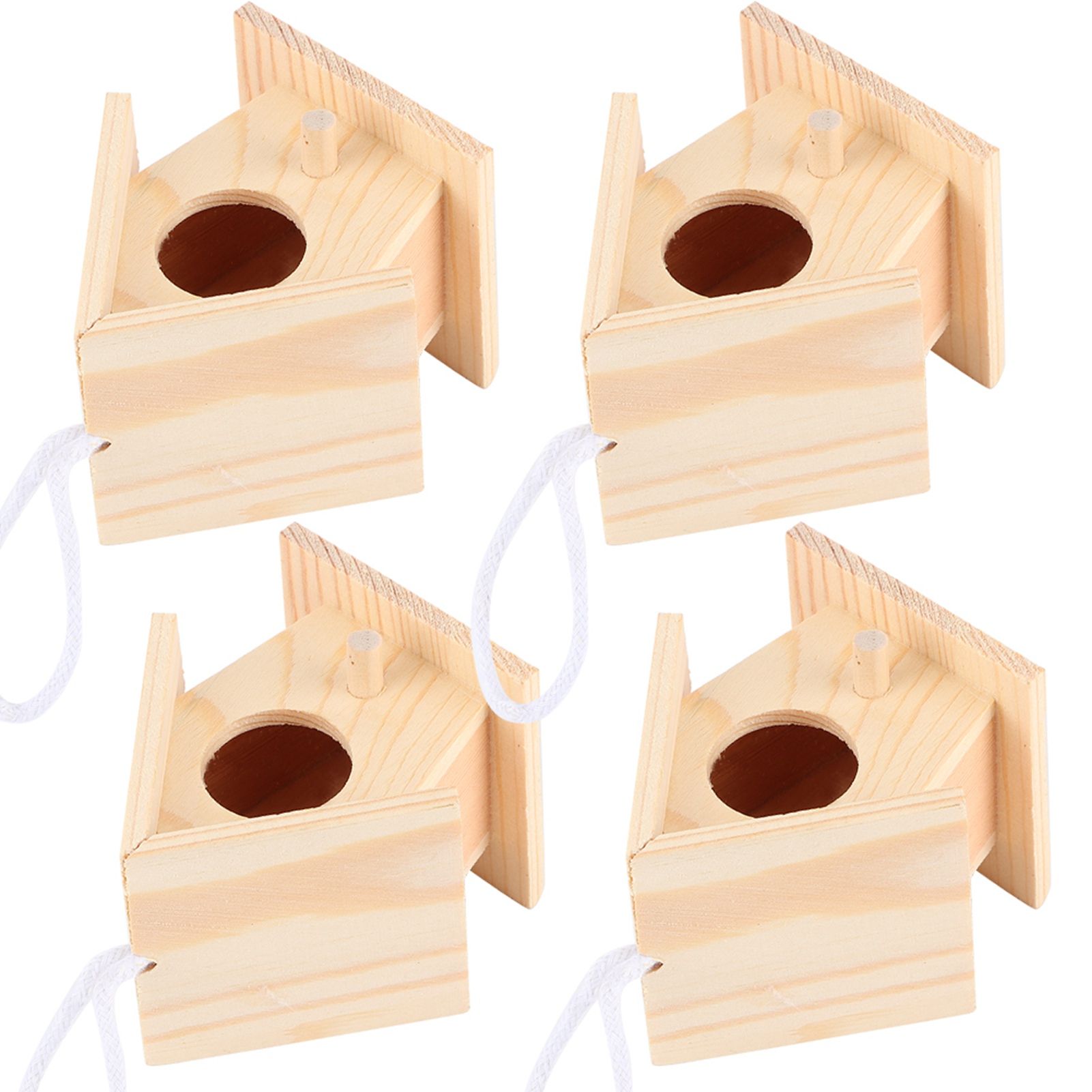 4Pcs Outdoor Wooden Bird House Hanging Bird Resting Nests Box Garden view 7