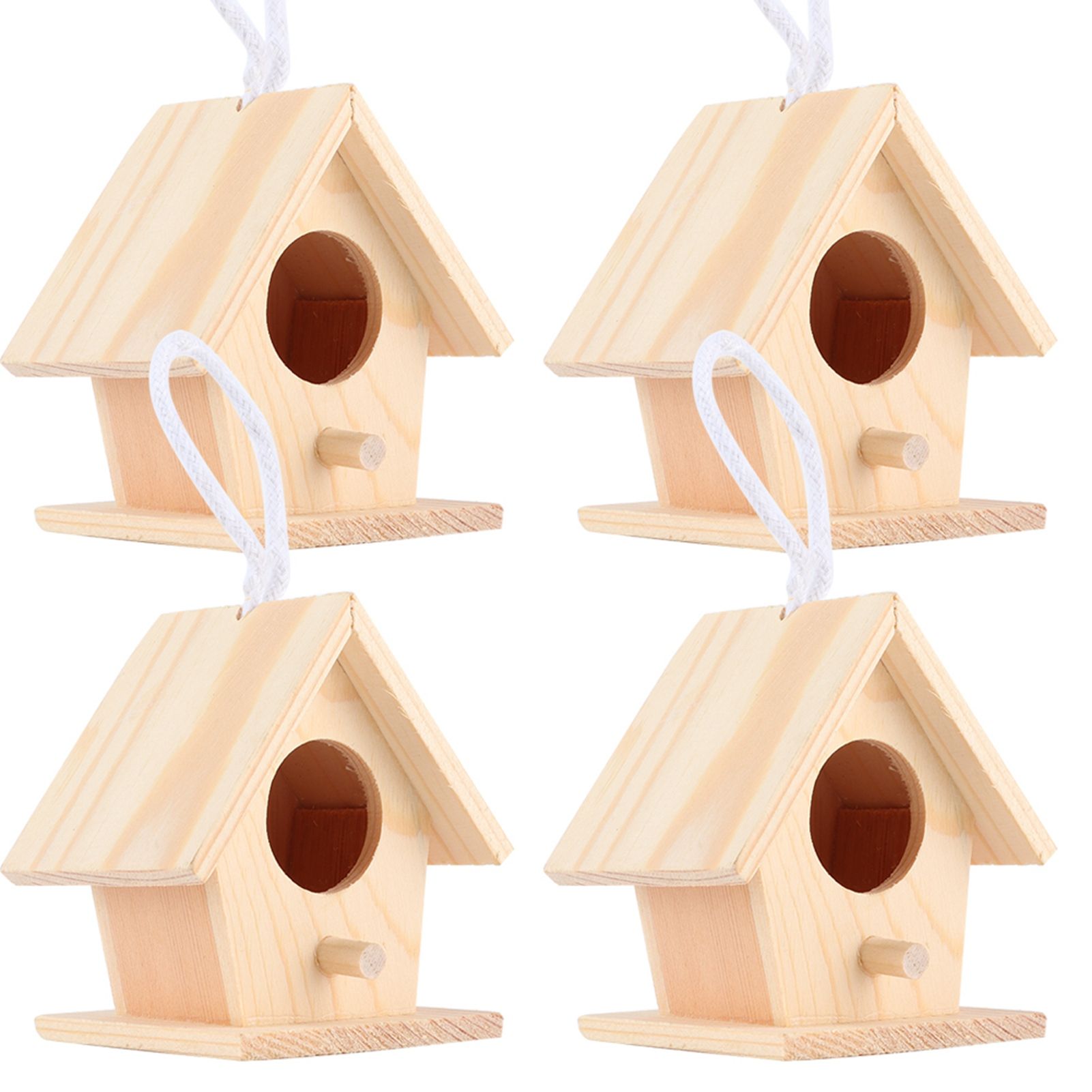4Pcs Outdoor Wooden Bird House Hanging Bird Resting Nests Box Garden view 8
