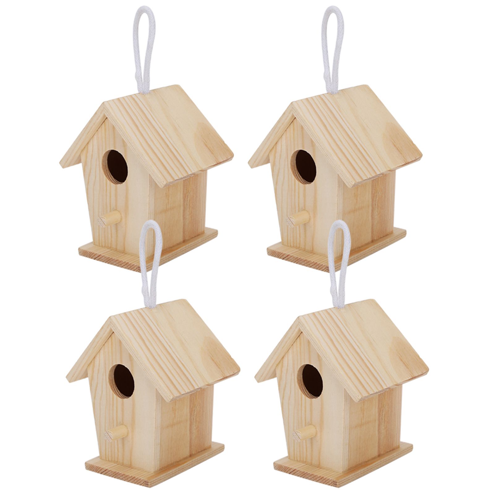 4Pcs Mini Outdoor Hanging Wooden Bird House Nests Cage Ornament for Garden Balcony view 2