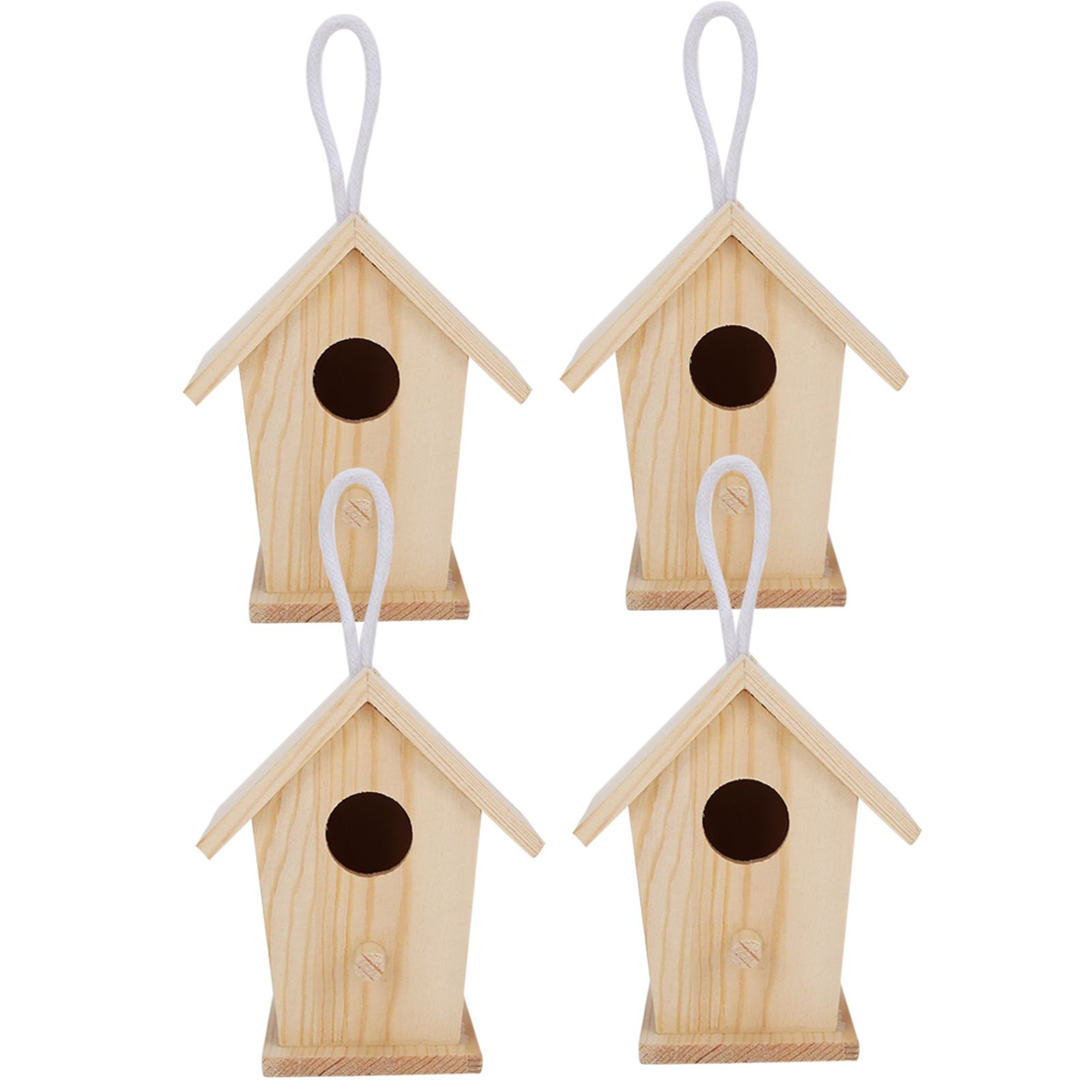4Pcs Mini Outdoor Hanging Wooden Bird House Nests Cage Ornament for Garden Balcony view 3
