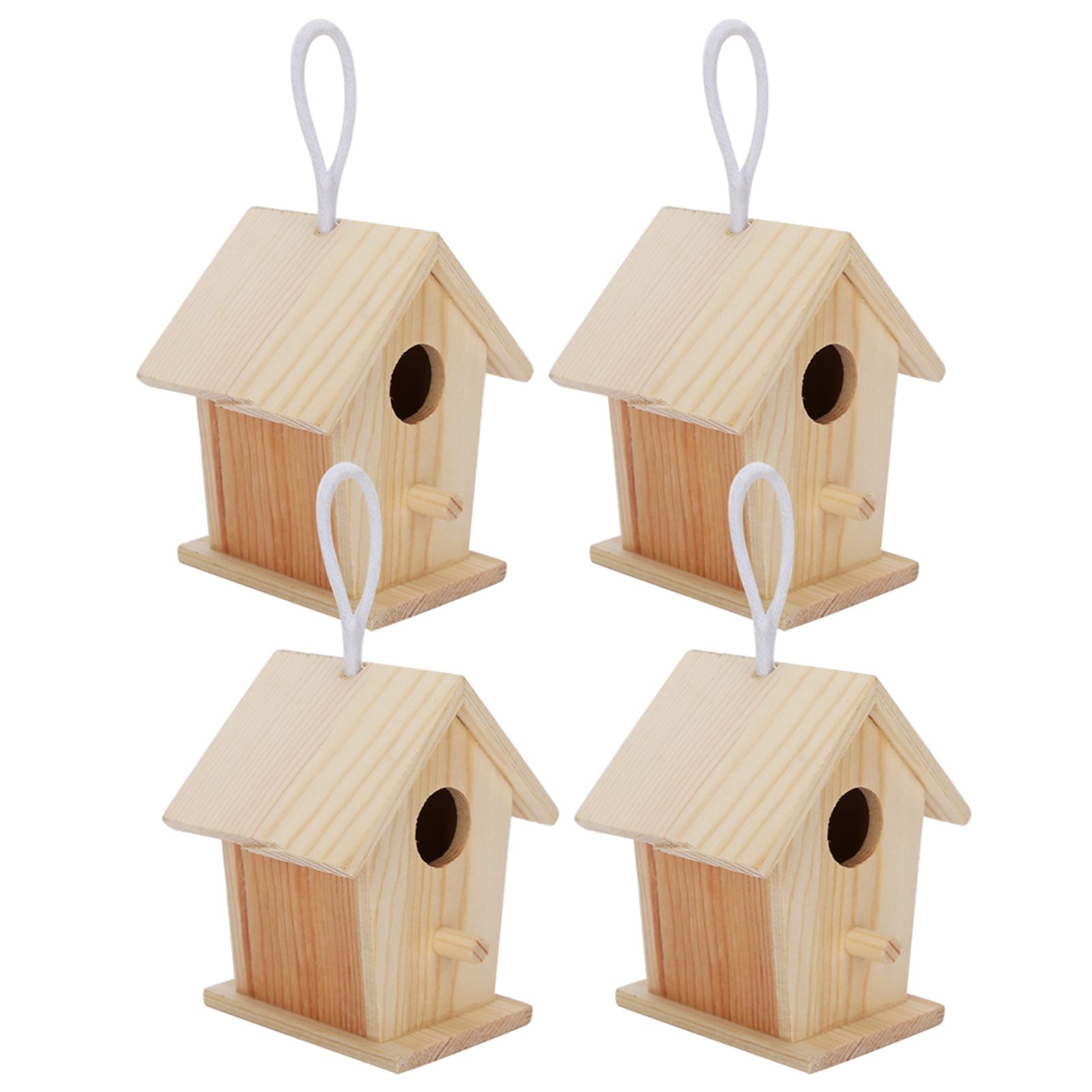 4Pcs Mini Outdoor Hanging Wooden Bird House Nests Cage Ornament for Garden Balcony view 4