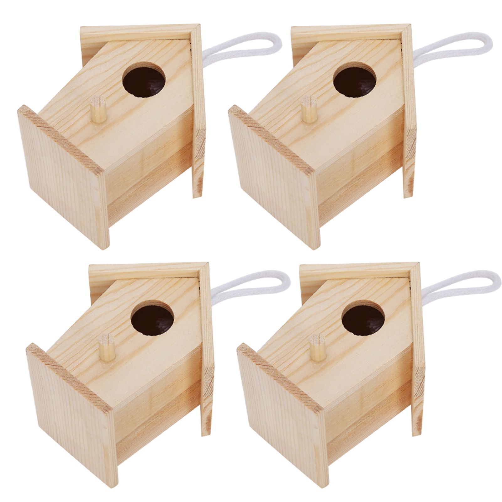4Pcs Mini Outdoor Hanging Wooden Bird House Nests Cage Ornament for Garden Balcony view 6