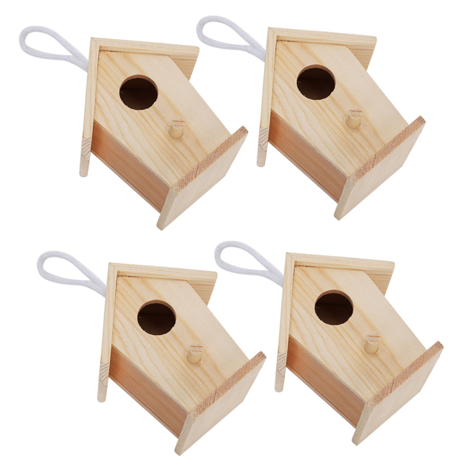 4Pcs Mini Outdoor Hanging Wooden Bird House Nests Cage Ornament for Garden Balcony view 7