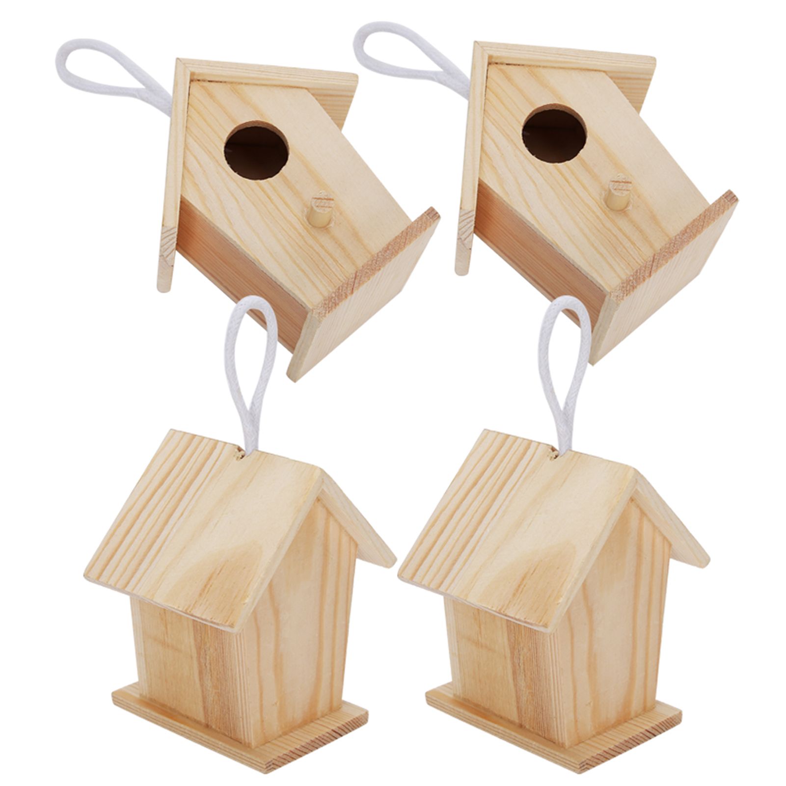 4Pcs Mini Outdoor Hanging Wooden Bird House Nests Cage Ornament for Garden Balcony view 8