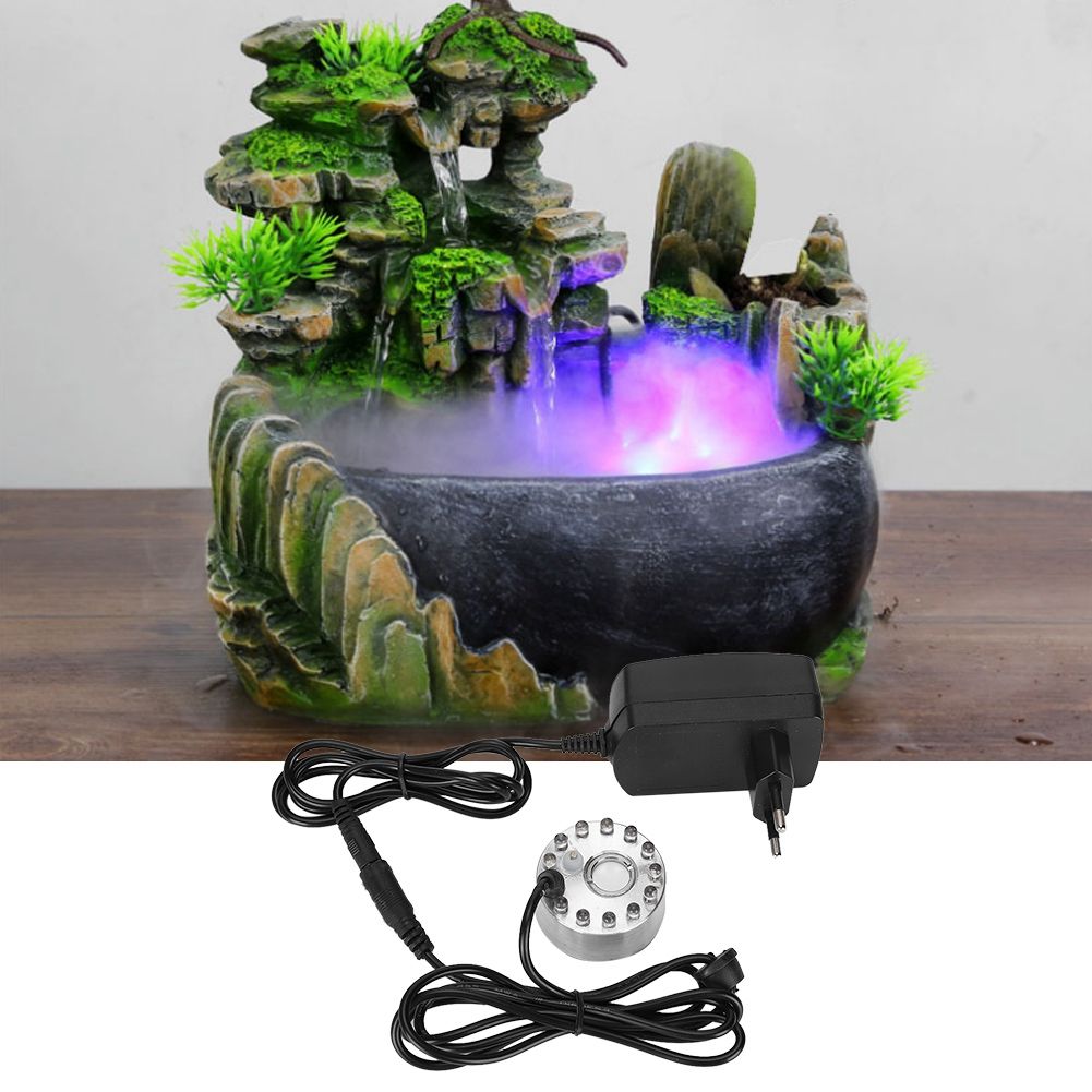 Mini Water Fountain Ornament Mist Fog Maker Atomizer with 12 Lights Landscape view 9
