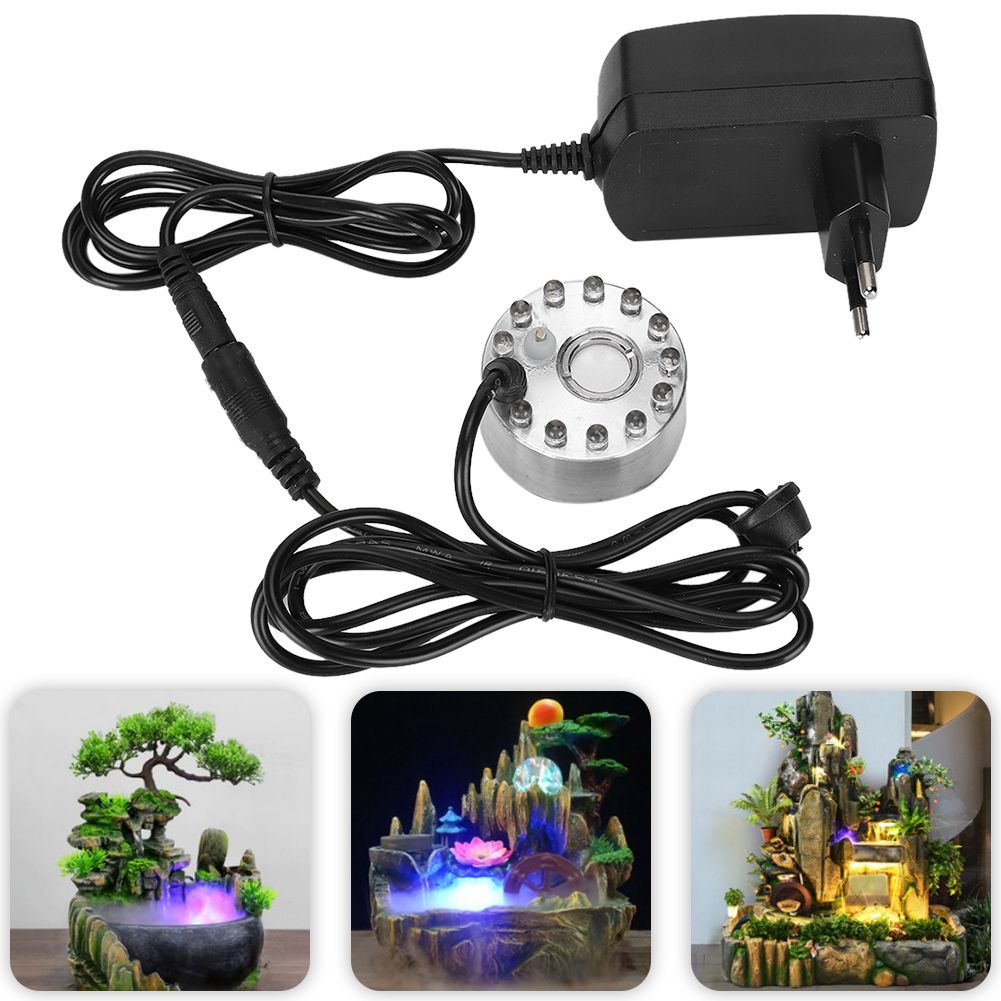Mini Water Fountain Ornament Mist Fog Maker Atomizer with 12 Lights Landscape view 10