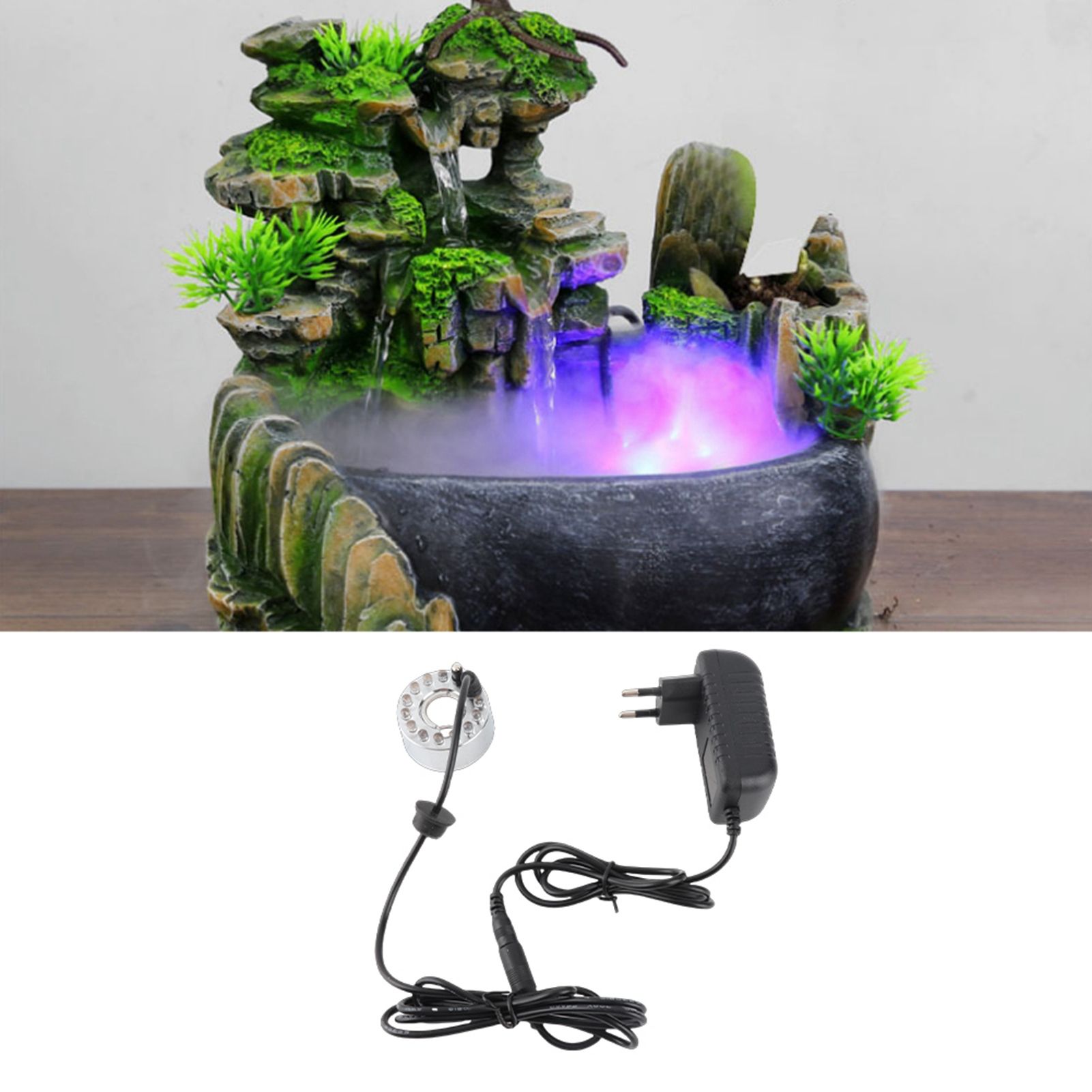 Mini Water Fountain Ornament Mist Fog Maker Atomizer with 12 Lights Landscape view 9