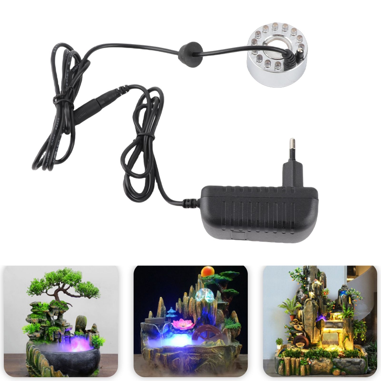 Mini Water Fountain Ornament Mist Fog Maker Atomizer with 12 Lights Landscape view 10