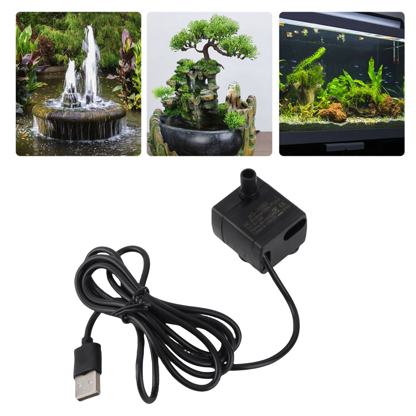 5V Hydroponics Indoor Miniature Fountain Landscape Water Pump Cable for Pond view 9