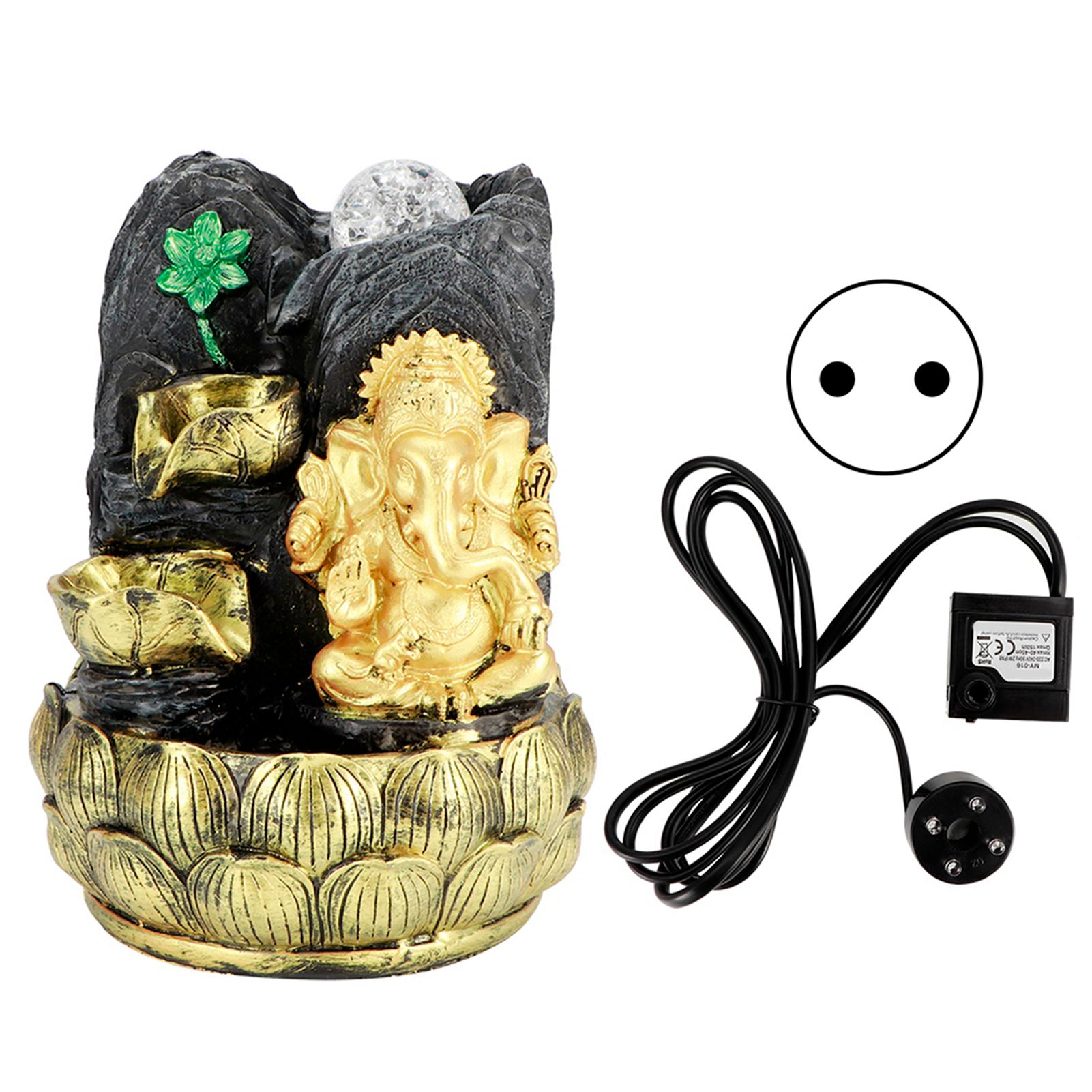 Desktop Water Fountain Ganesha Elephant Statue Buddha Decoration Home Ornament view 2