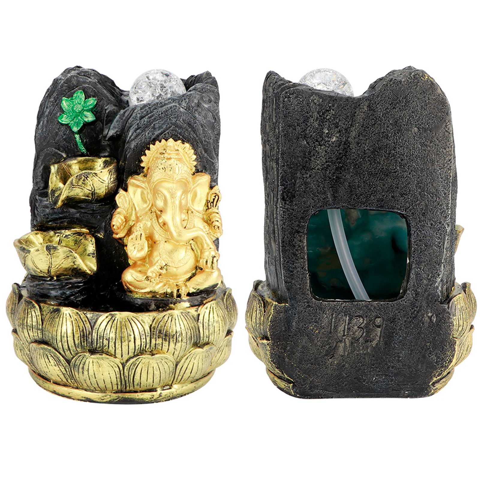 Desktop Water Fountain Ganesha Elephant Statue Buddha Decoration Home Ornament view 3