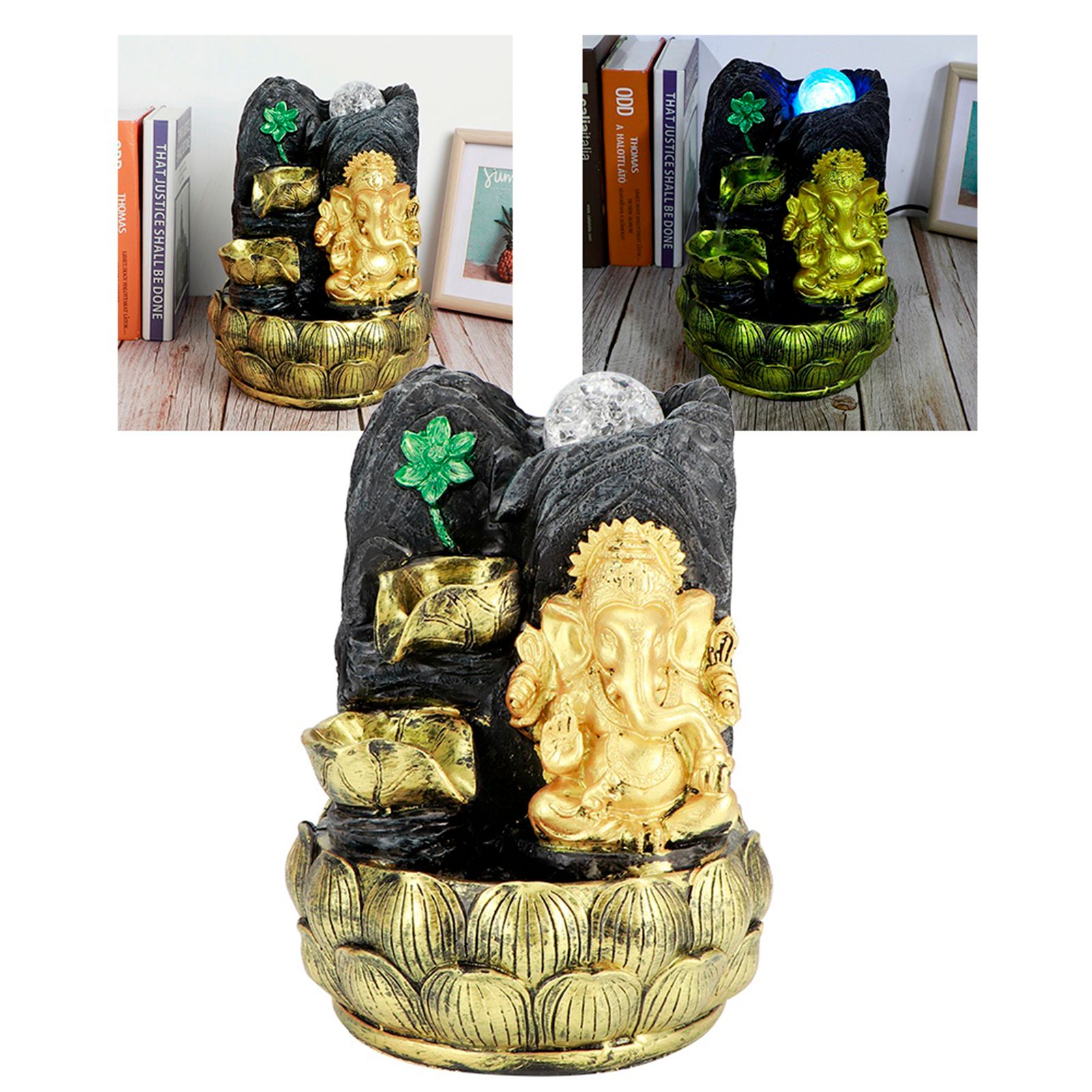 Desktop Water Fountain Ganesha Elephant Statue Buddha Decoration Home Ornament view 9