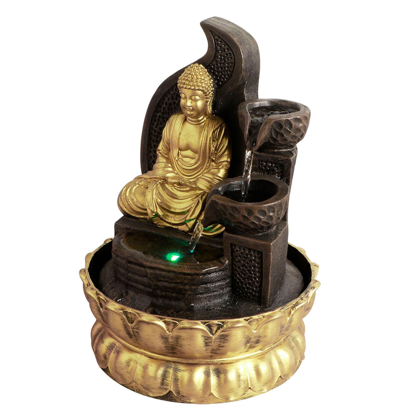 Desktop LED Lighted Water Fountain Ornament with Water Pump for Home Tea Room