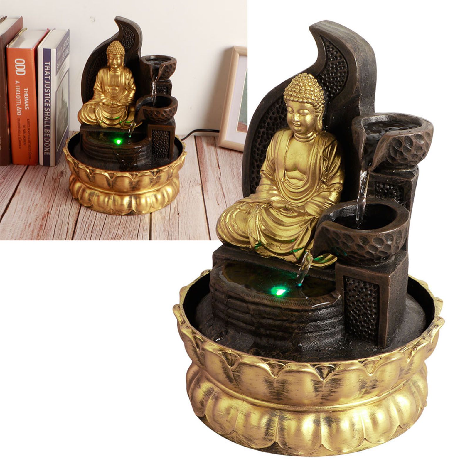 Desktop LED Lighted Water Fountain Ornament with Water Pump for Home Tea Room view 9
