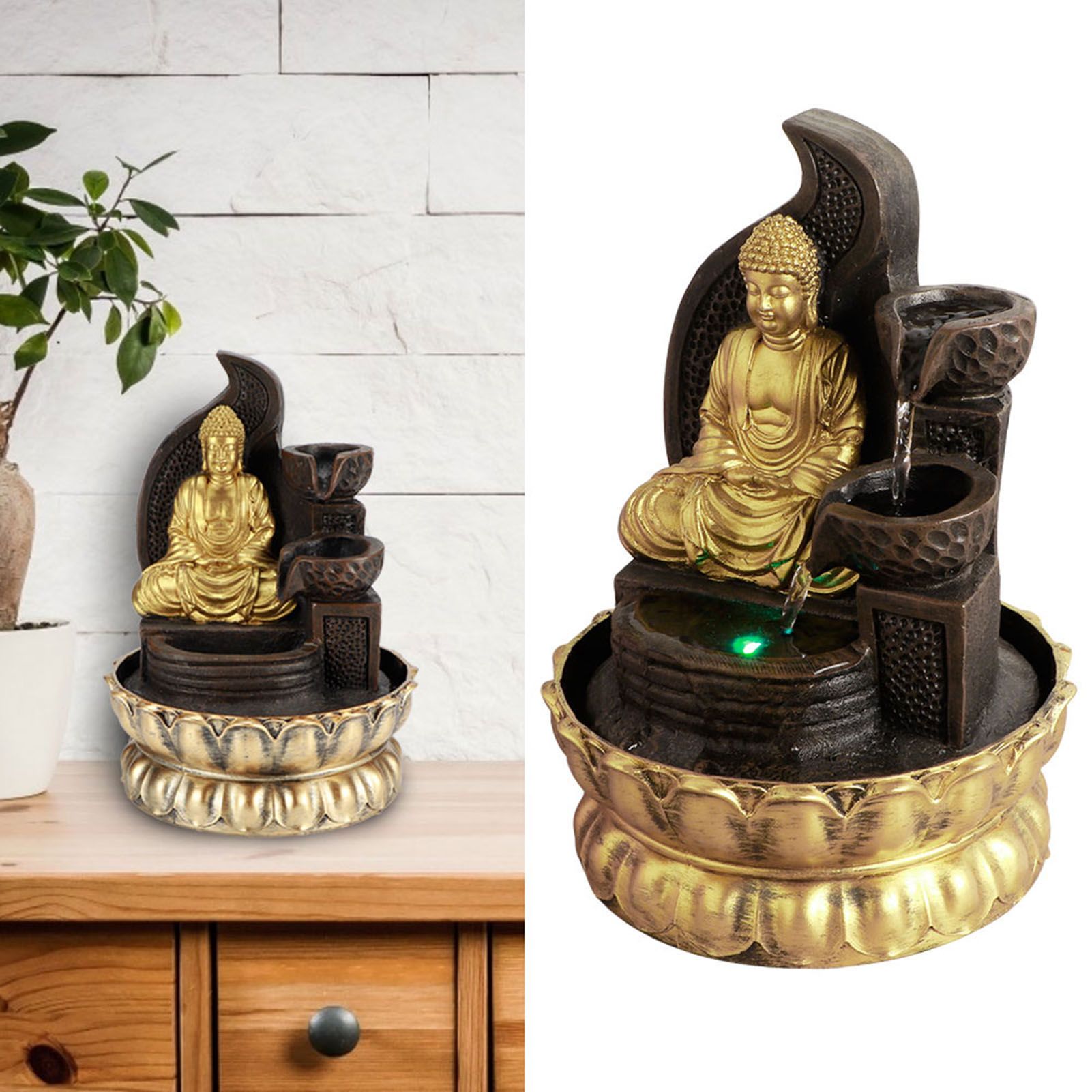 Desktop LED Lighted Water Fountain Ornament with Water Pump for Home Tea Room view 10