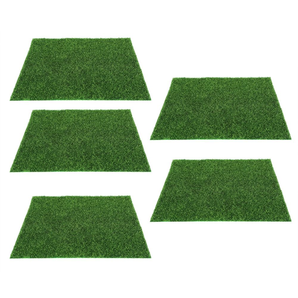 5Pcs SquareShaped Garden Artificial Grass Lawn Turf DIY Miniature Landscape view 3