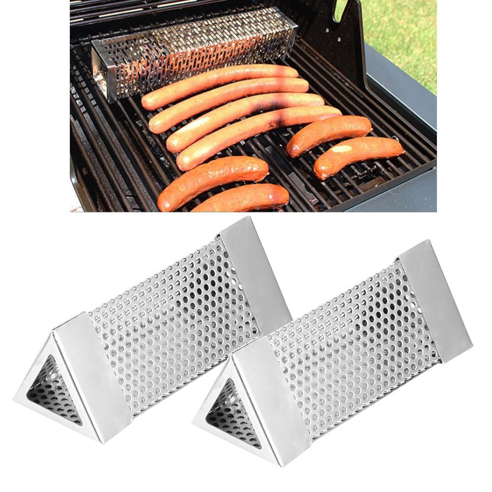 2Pcs BBQ Grill Smoker Tube Mesh Tube Pellets Smoke Box 6in Stainless Steel view 10
