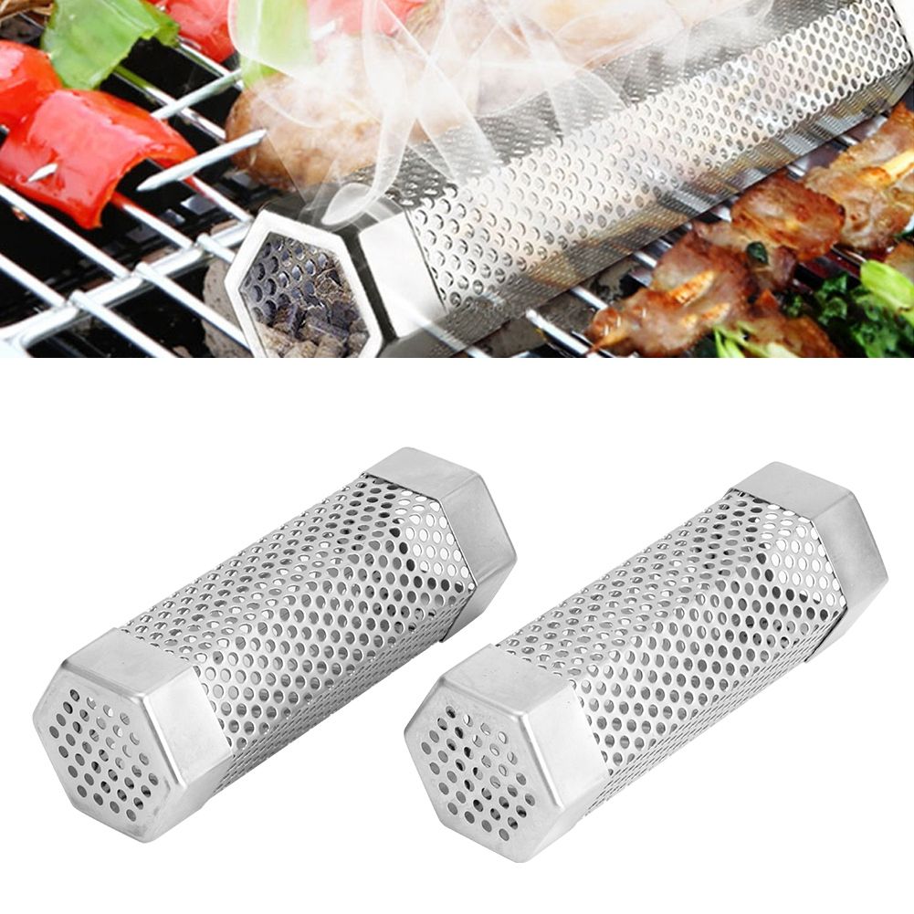 2Pcs BBQ Grill Smoker Tube Mesh Tube Pellets Smoke Box 6in Stainless Steel view 10