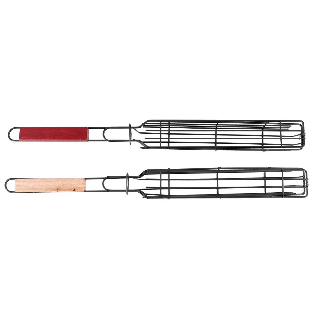 2PCS Portable BBQ Sausage Hot Dog Grilling Basket Stainless Steel Nonstick view 3
