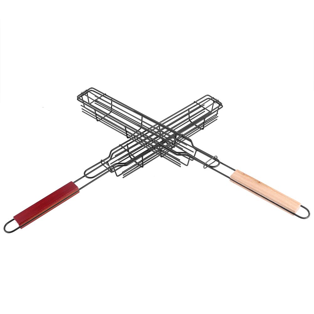 2PCS Portable BBQ Sausage Hot Dog Grilling Basket Stainless Steel Nonstick view 5