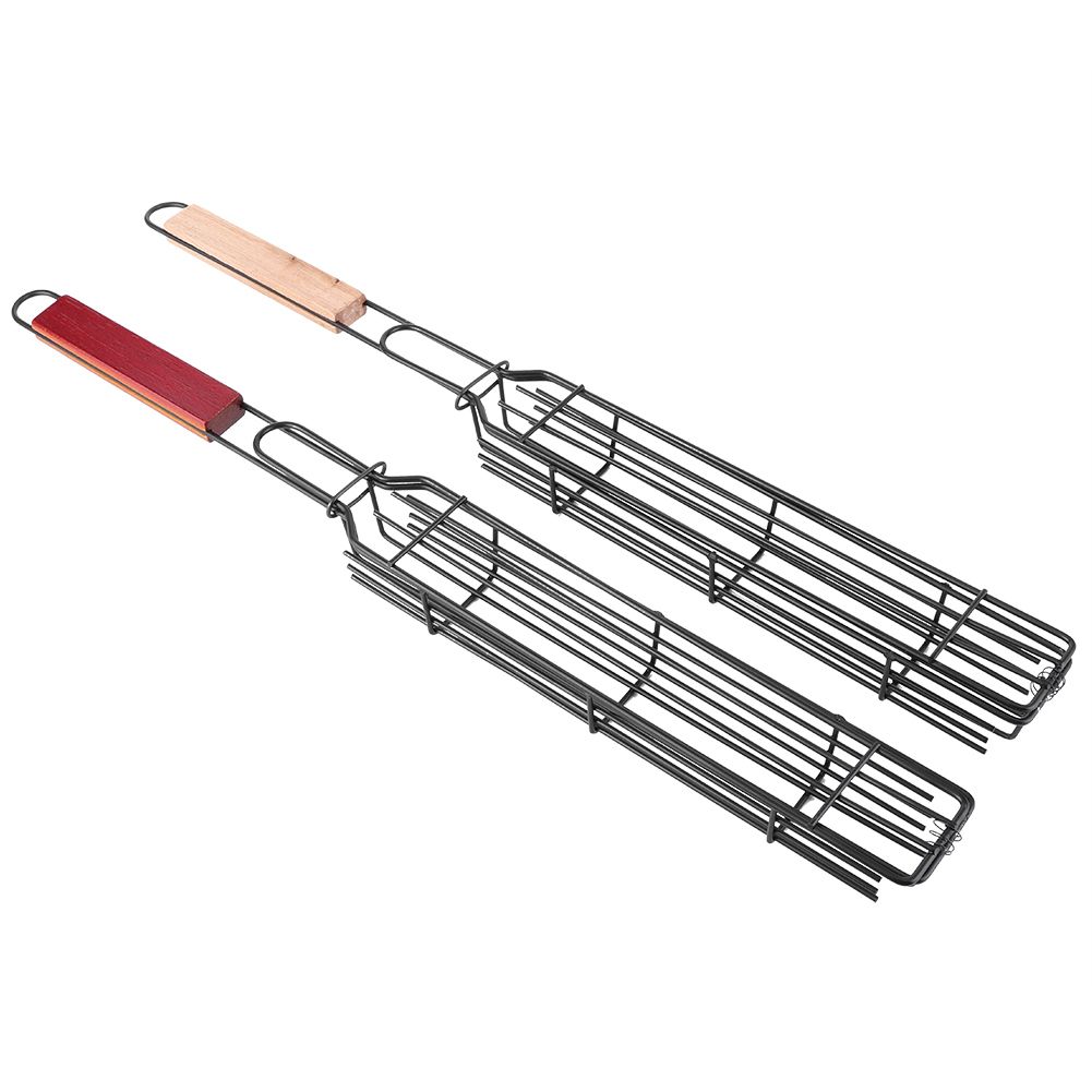 2PCS Portable BBQ Sausage Hot Dog Grilling Basket Stainless Steel Nonstick view 7