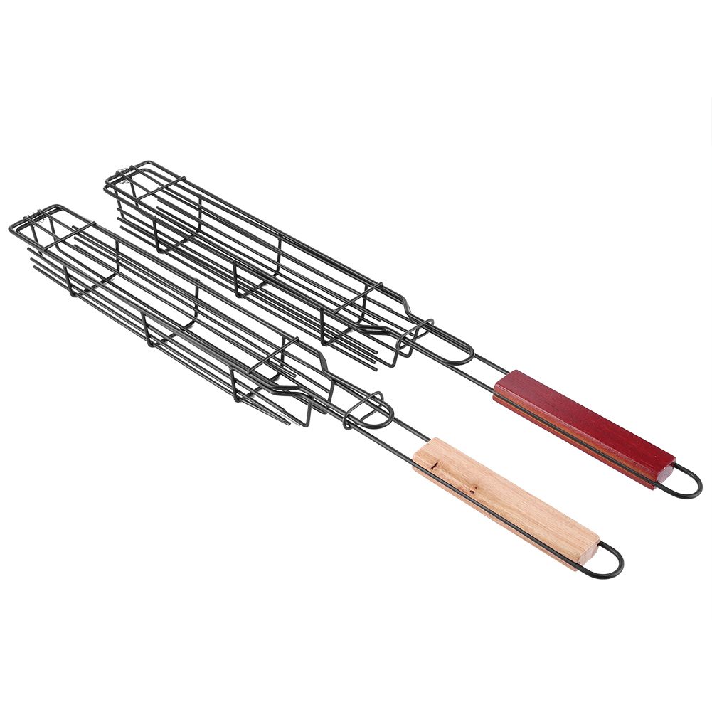 2PCS Portable BBQ Sausage Hot Dog Grilling Basket Stainless Steel Nonstick view 8