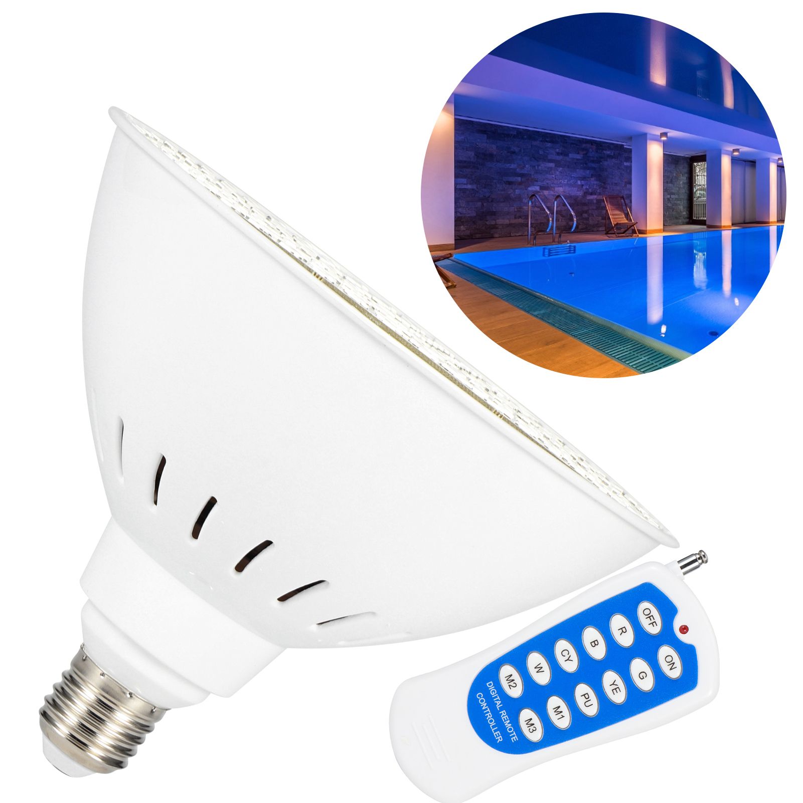 E27 LED Pool Light RGB Bulb Underwater Lamp with Remote Control for Swimming view 10