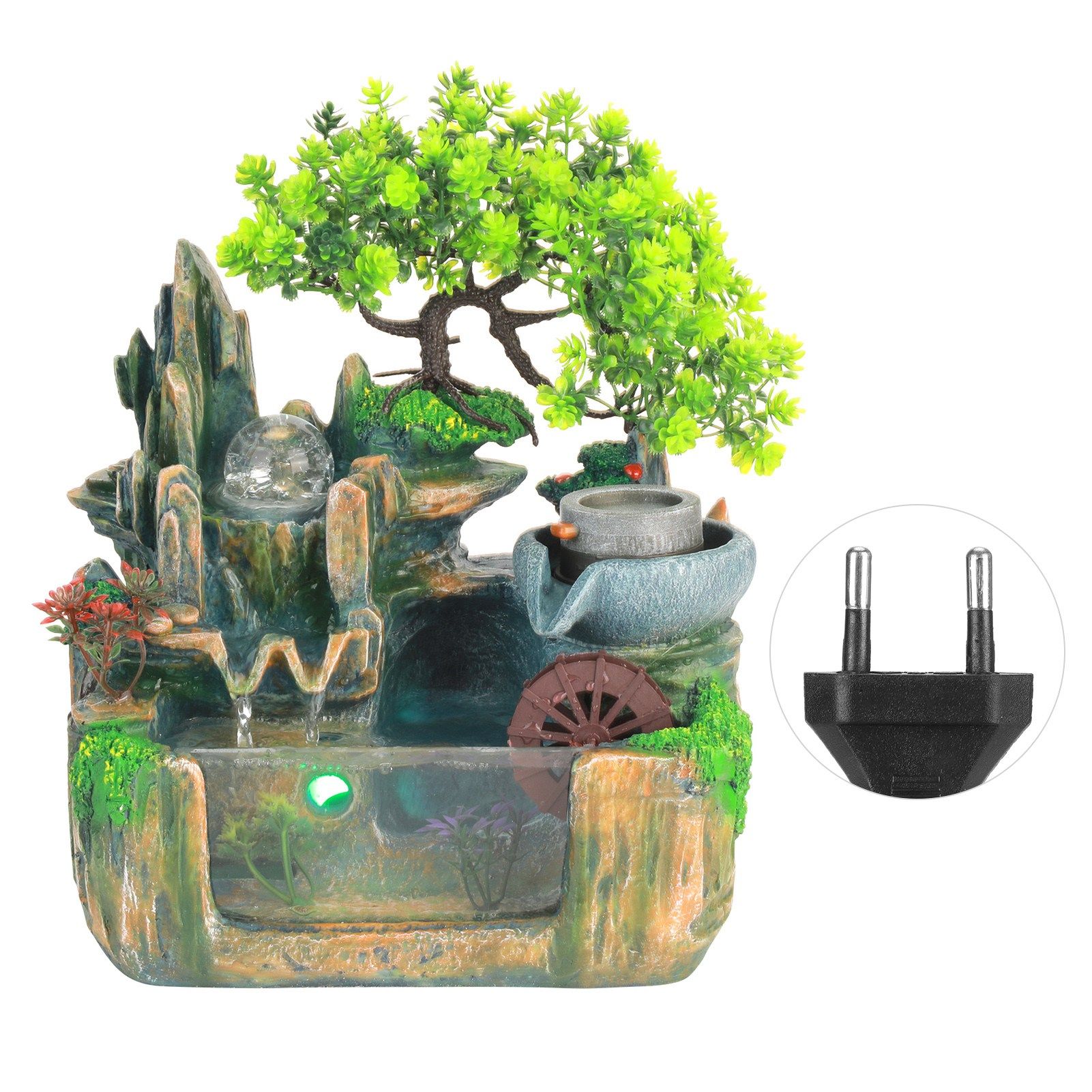 Tabletop Fountain Small Rockery Waterwheel Desktop Fish Container Indoor view 2