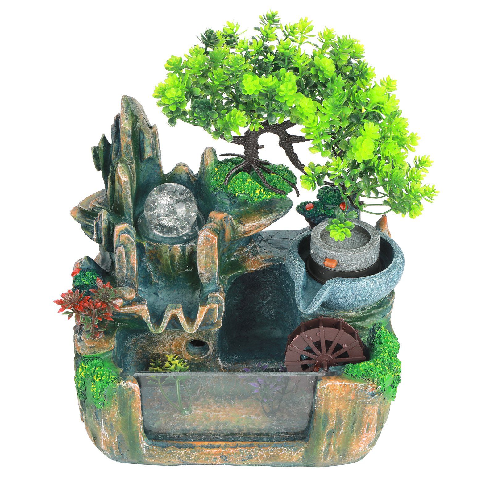 Tabletop Fountain Small Rockery Waterwheel Desktop Fish Container Indoor view 4