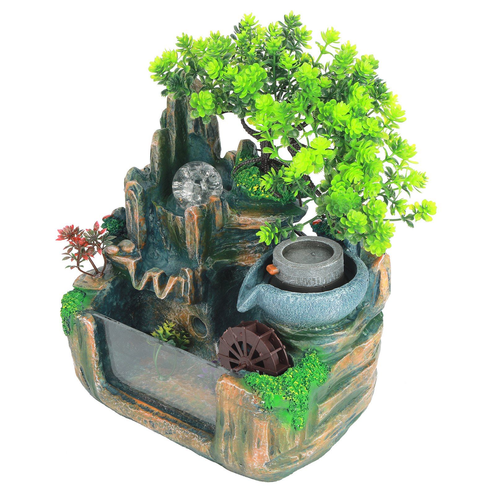 Tabletop Fountain Small Rockery Waterwheel Desktop Fish Container Indoor view 6