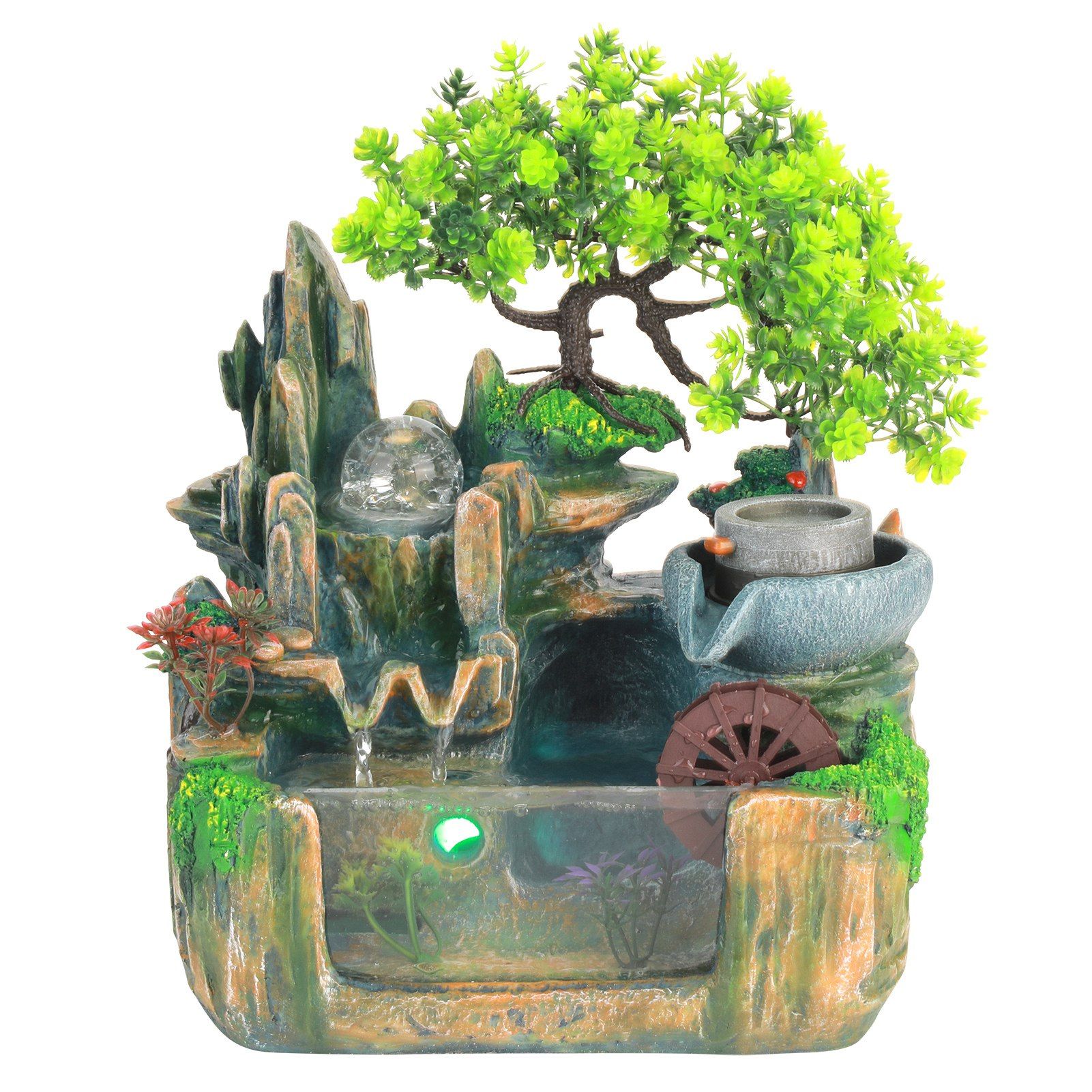 Tabletop Fountain Small Rockery Waterwheel Desktop Fish Container Indoor view 7