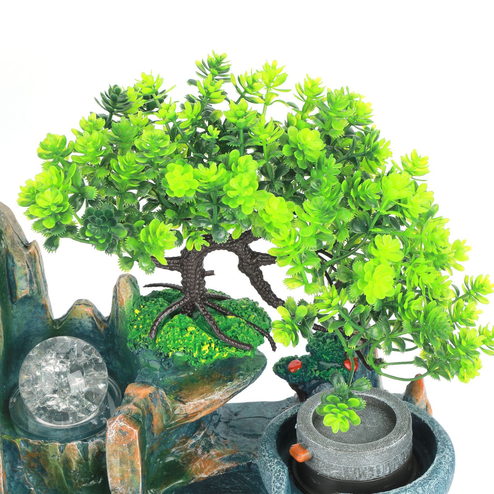 Tabletop Fountain Small Rockery Waterwheel Desktop Fish Container Indoor view 11