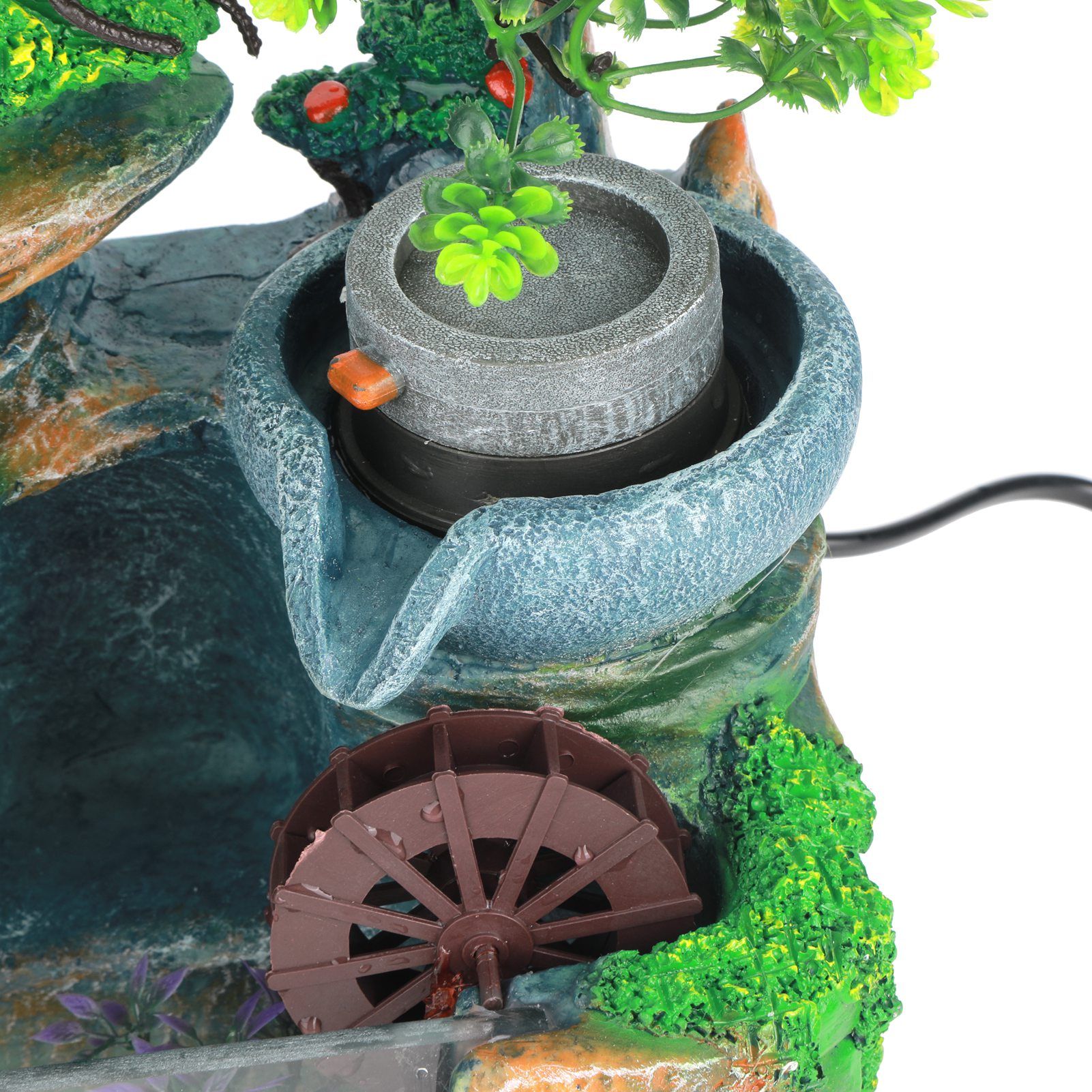 Tabletop Fountain Small Rockery Waterwheel Desktop Fish Container Indoor view 12