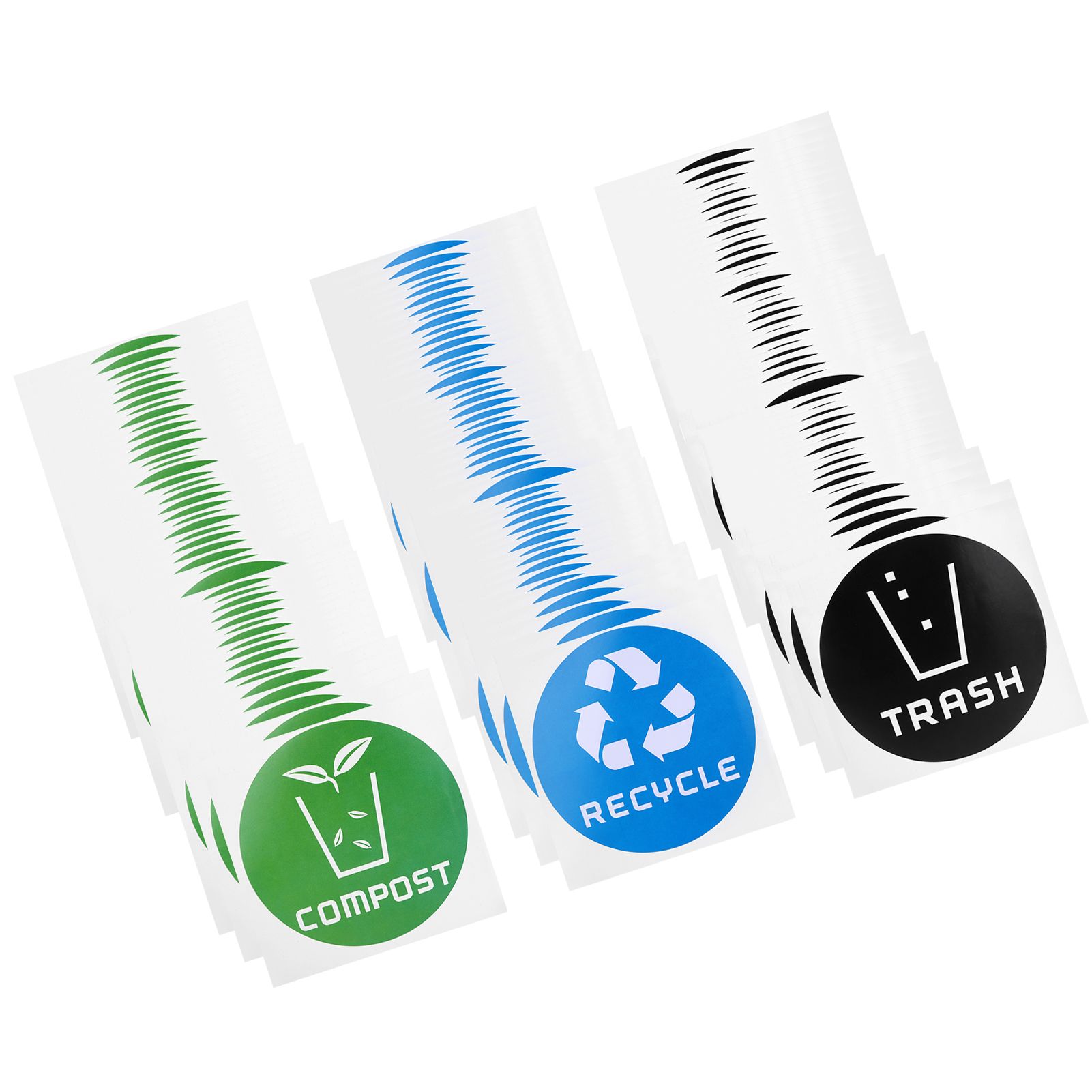 60Pcs/Set Round Recycle Trash Compost Sticker Decal for Trash Cans Garbage — image 1