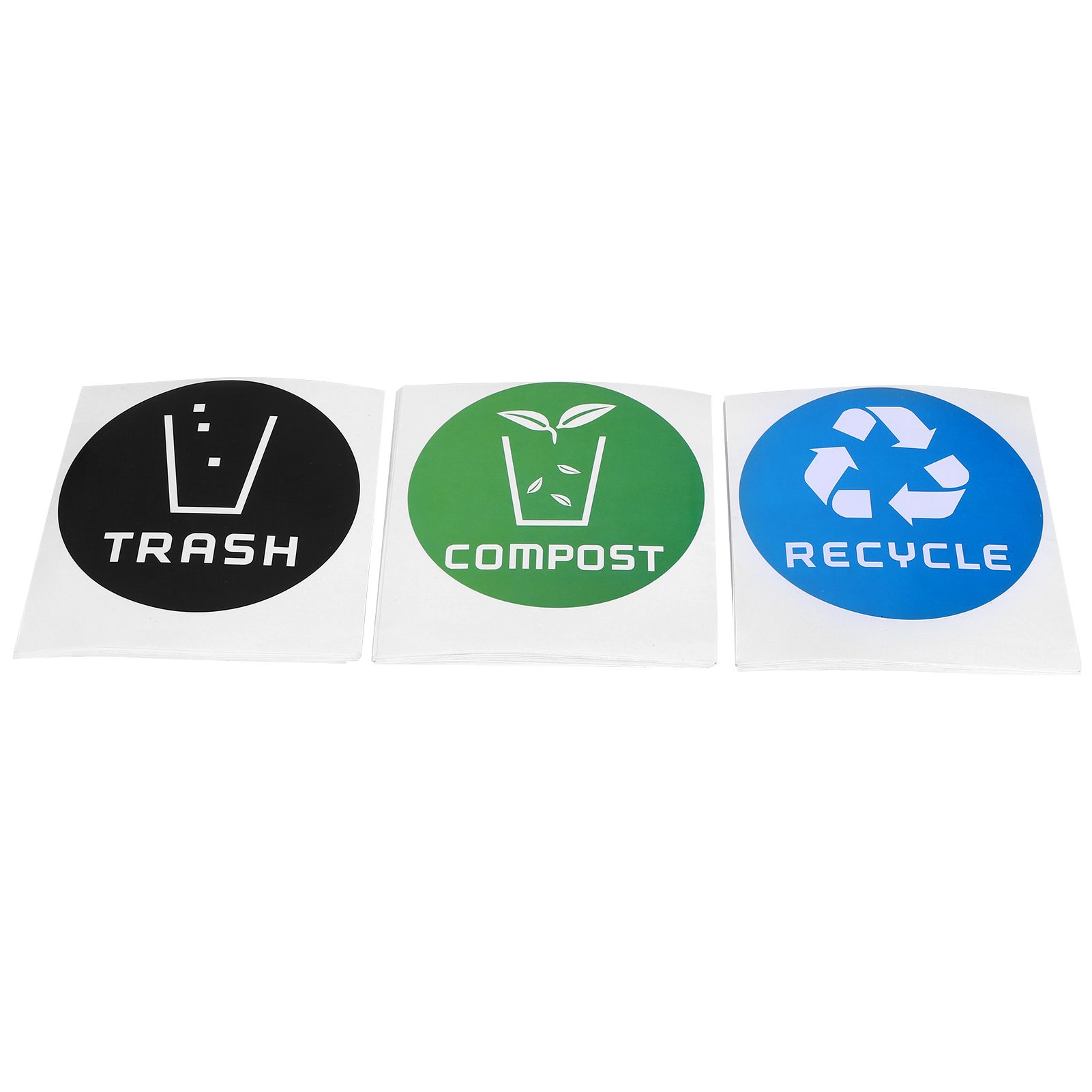 60Pcs/Set Round Recycle Trash Compost Sticker Decal for Trash Cans Garbage view 3