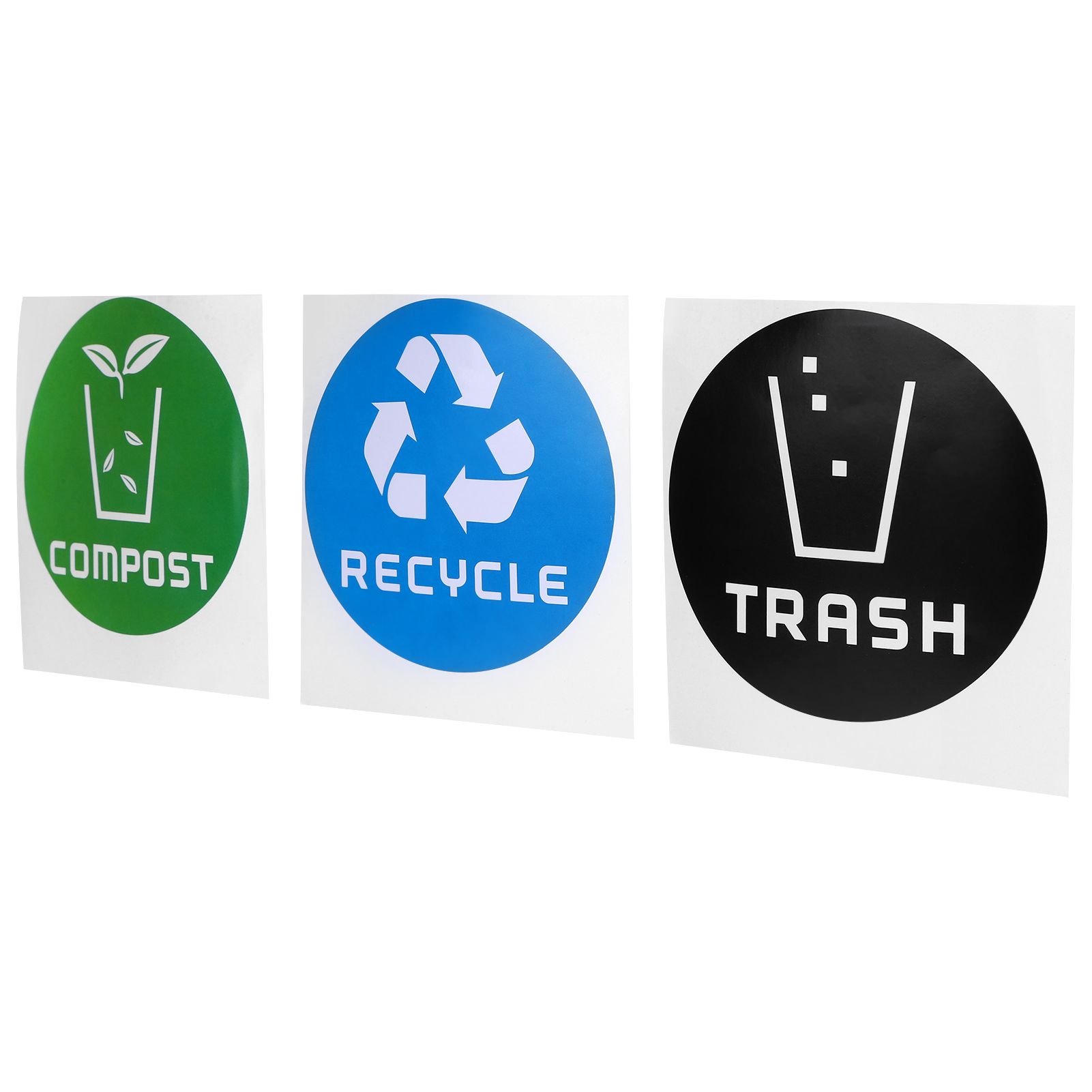 60Pcs/Set Round Recycle Trash Compost Sticker Decal for Trash Cans Garbage view 4